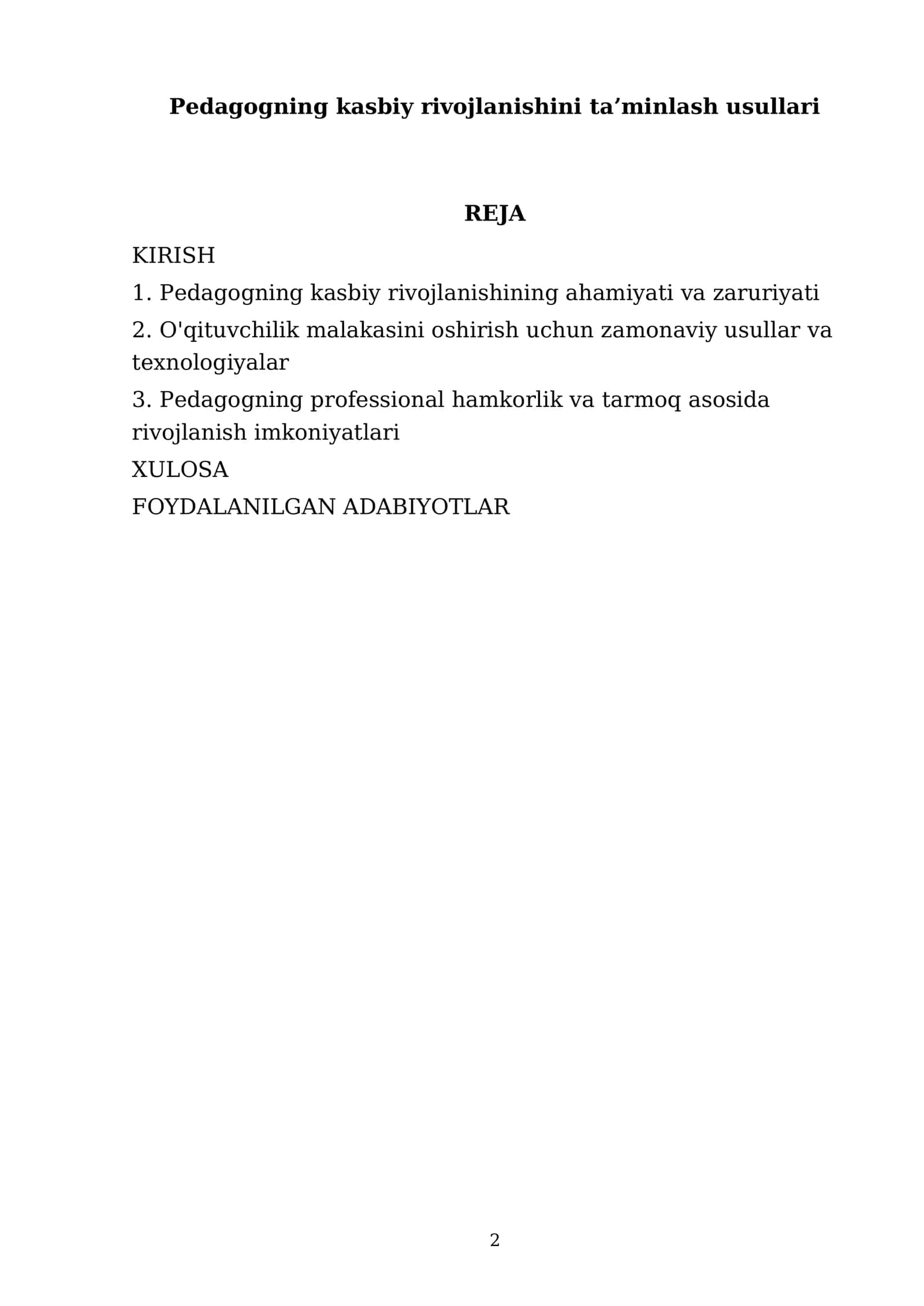 Pedagogning kasbiy rivojlanishini taʼminlash usullari 2