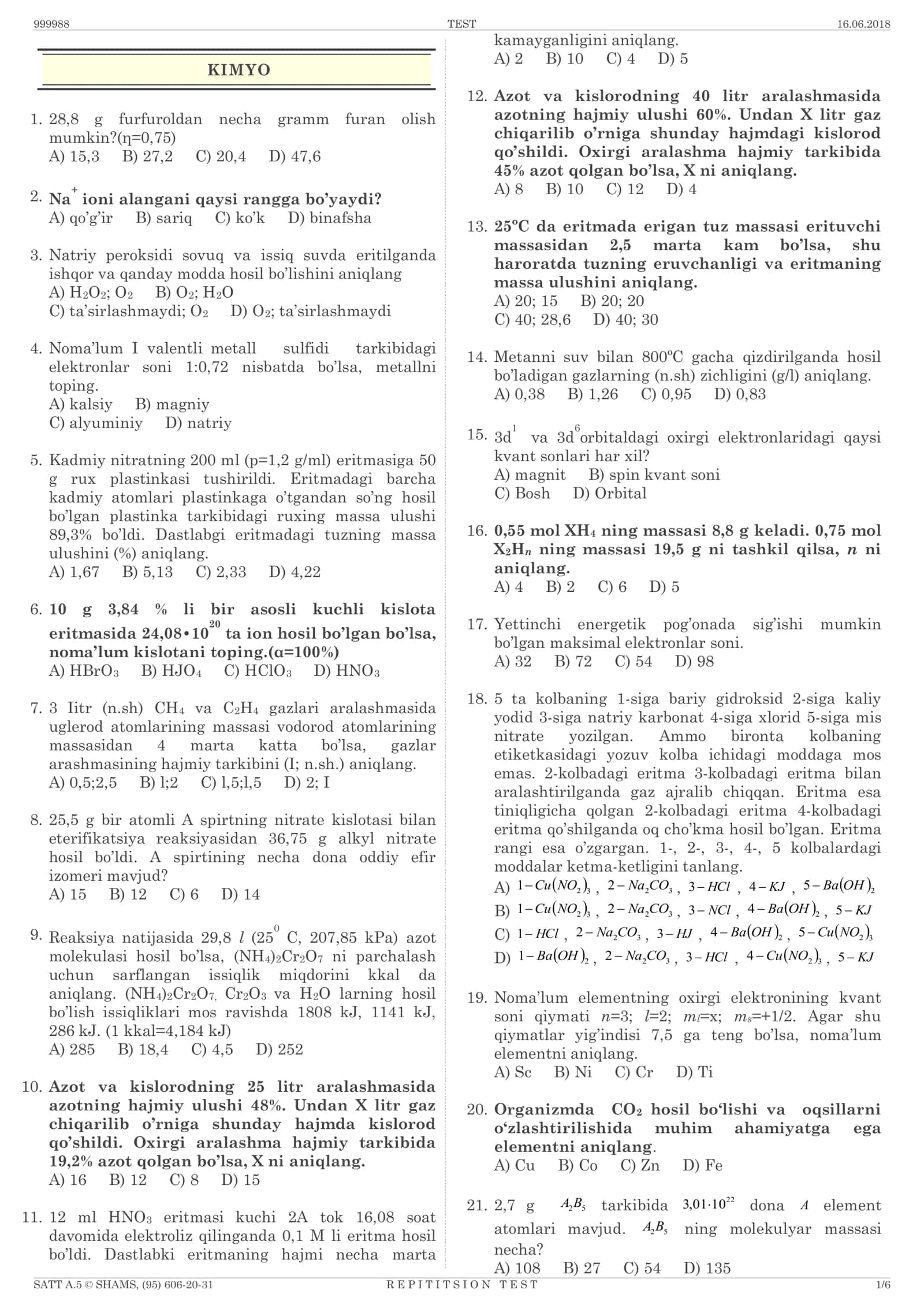REPETITION DTM TEST SAVOLLAR KITOBI RAQAMI: 677 2