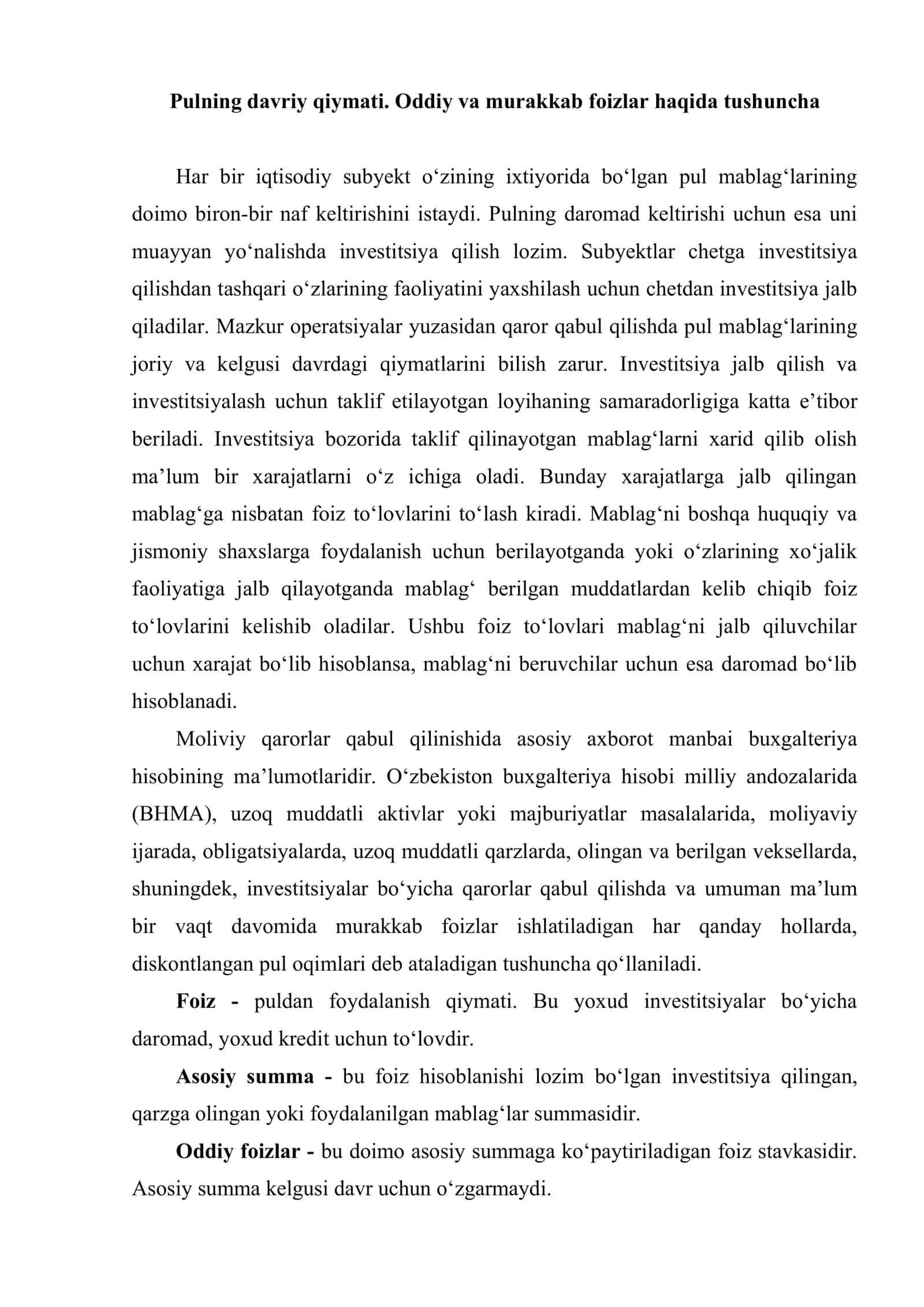 Moliyaviy menejmentning matematik asoslari 2