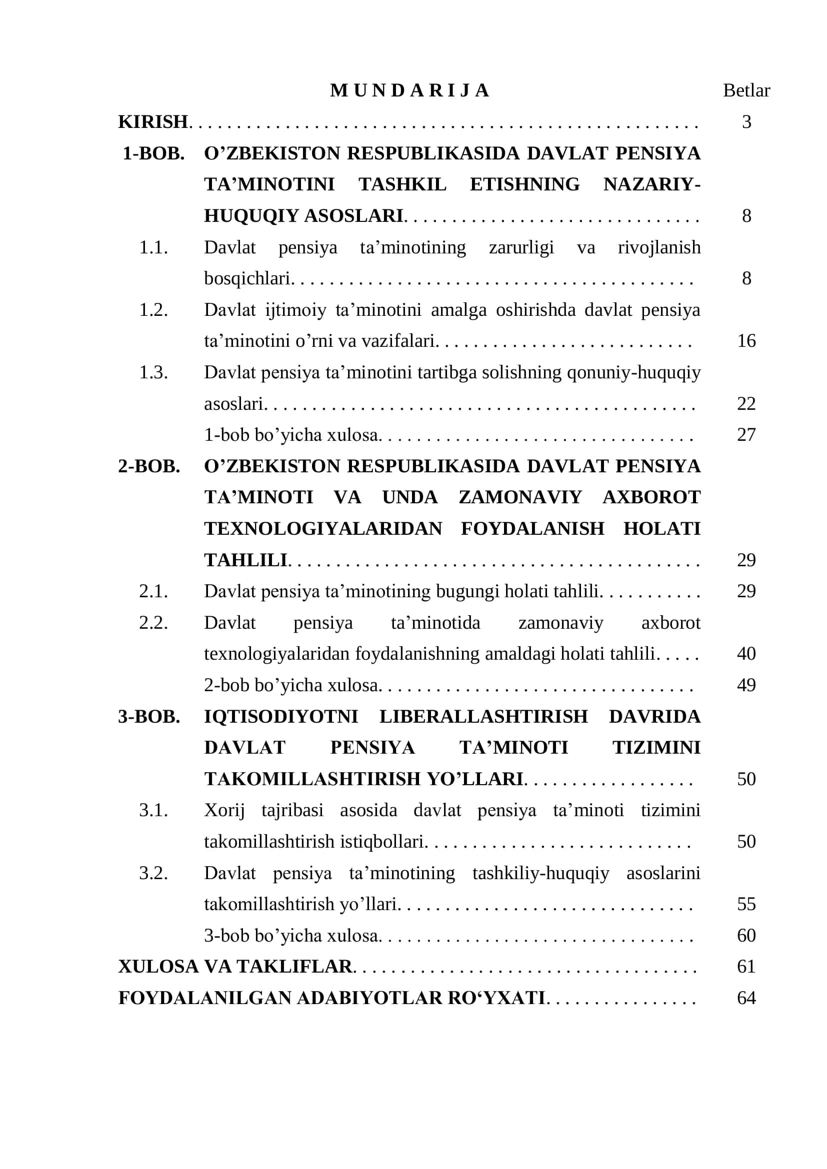 O'zbekiston Respublikasi Davlat Pensiya Ishi 2