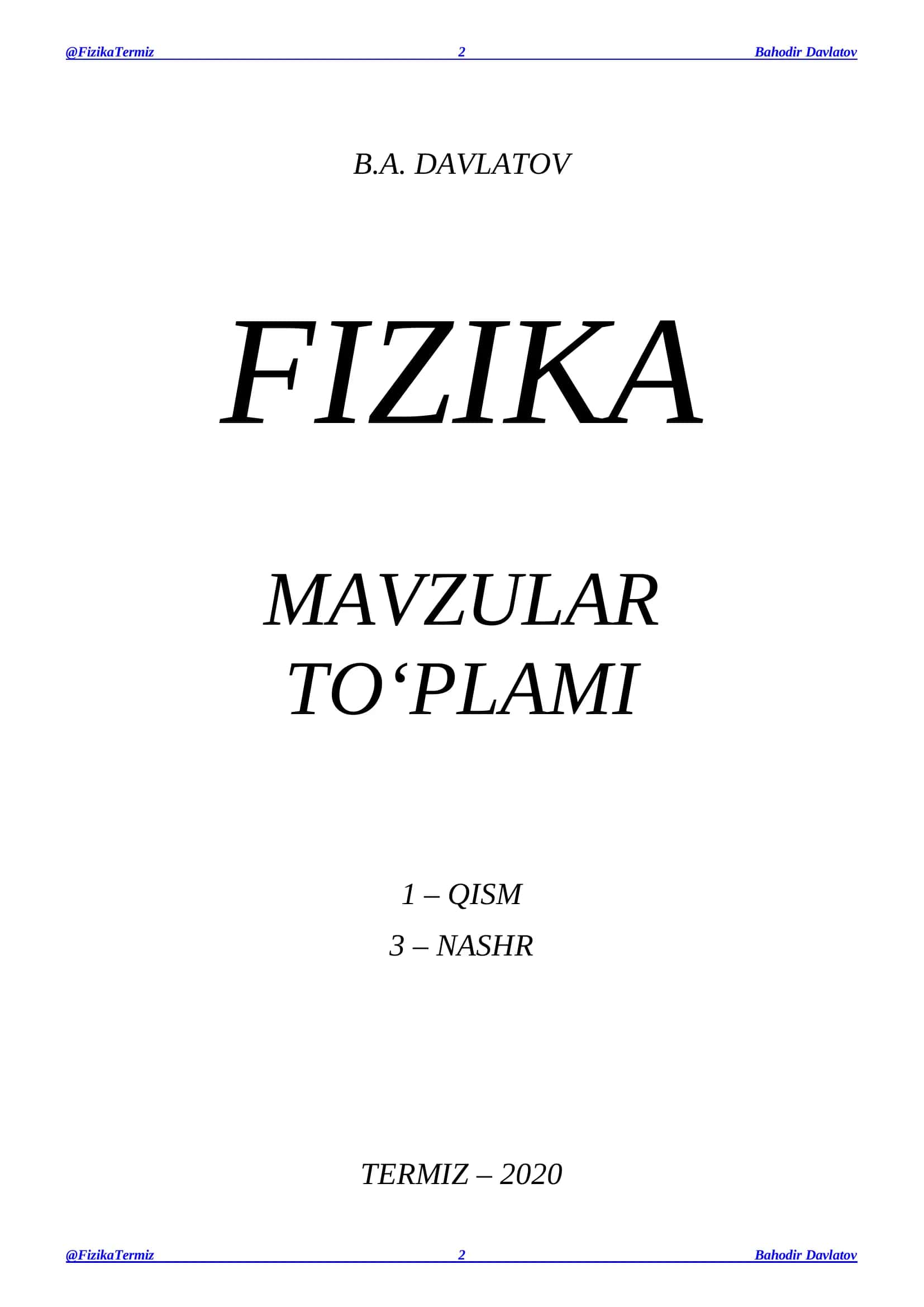 MAVZULAR TO‘PLAMI 1 - QISM TERMIZ - 2020 2