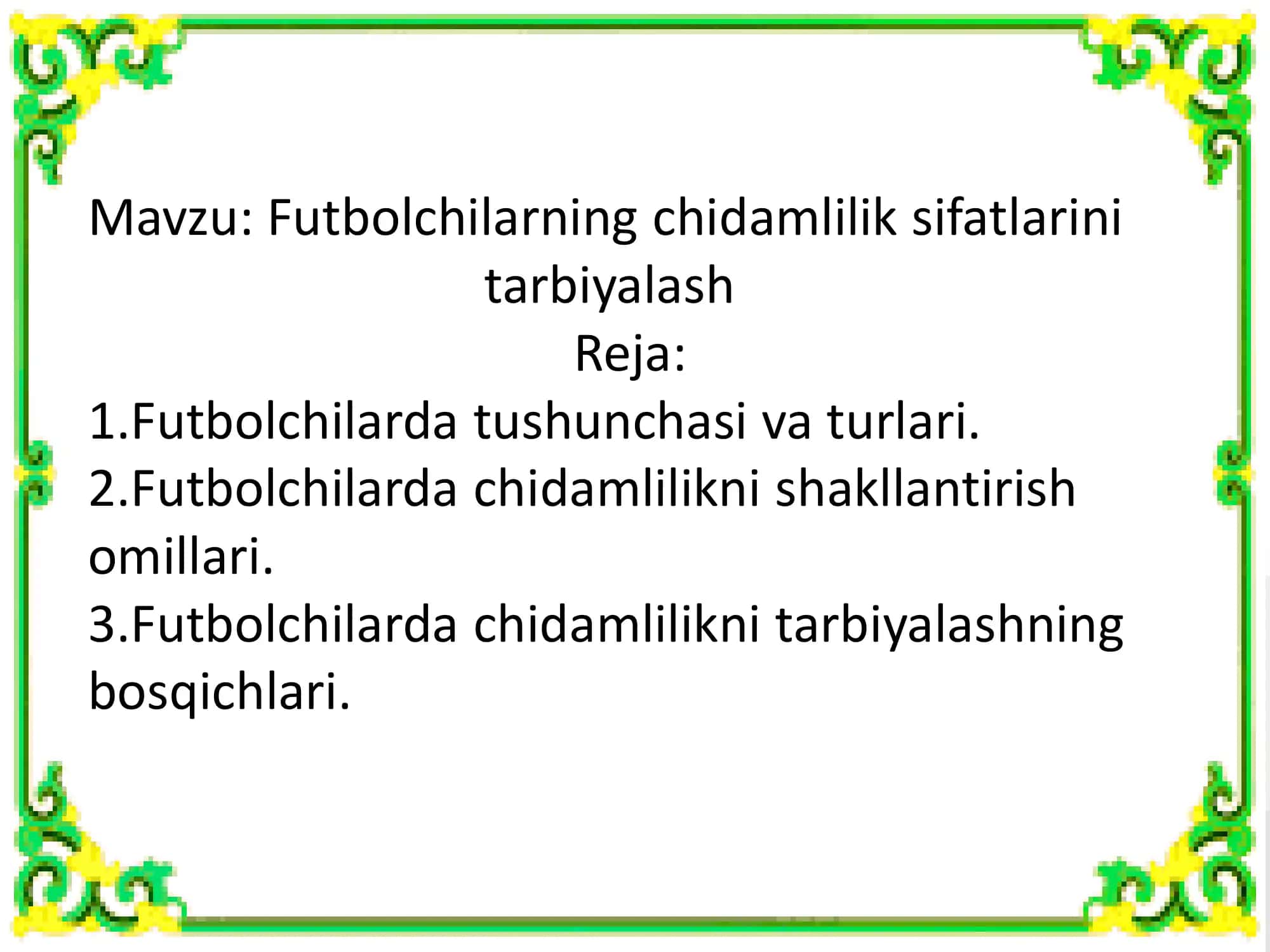 Futbol va uni o’qitish metodikasi 2