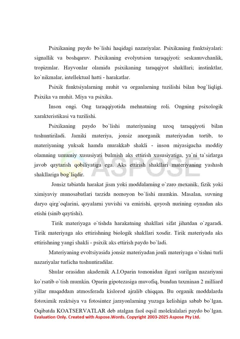 Psixologiya evalutsiyasi. 2