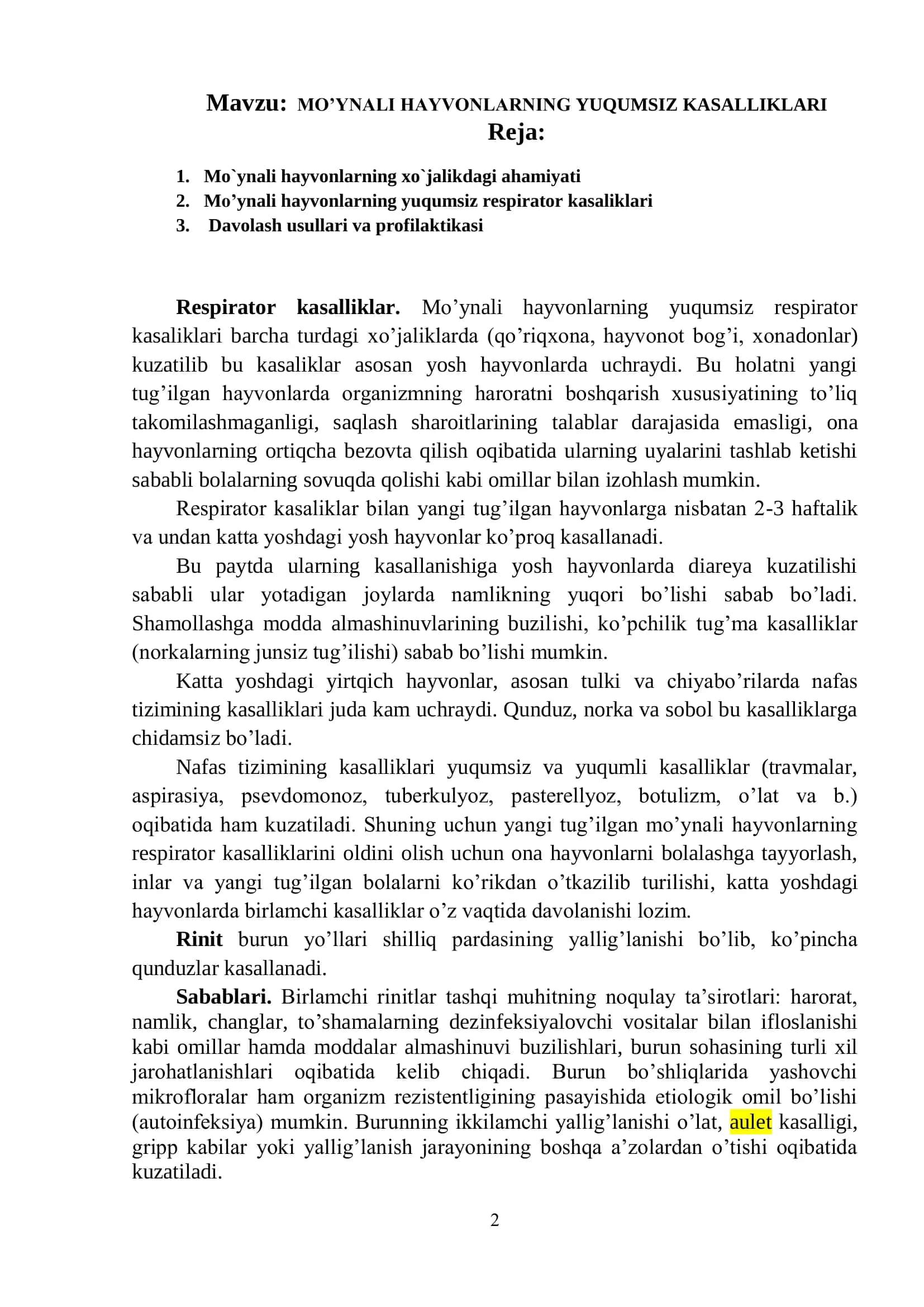 MO’YNALI HAYVONLARNING YUQUMSIZ KASALLIKLARI 2