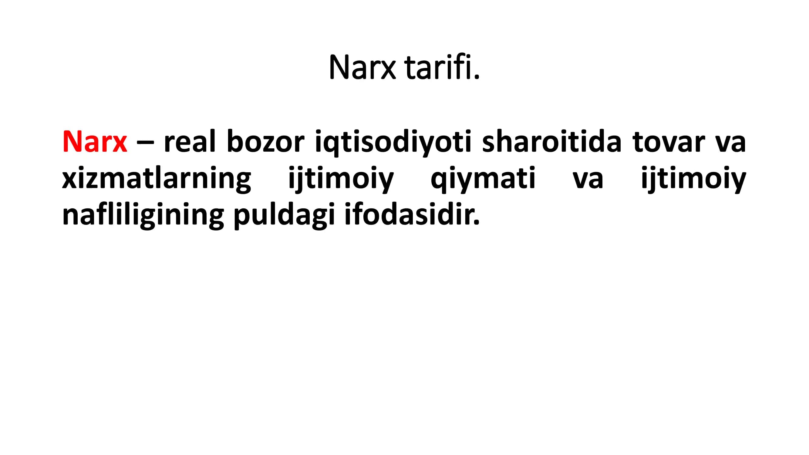Narxning Mohiyati va Shakllanish Xususiyatlari 2