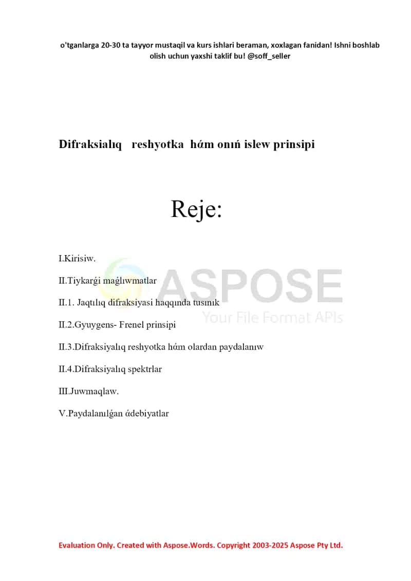 Difraksialıq reshyotka hám onıń islew prinsipi 2