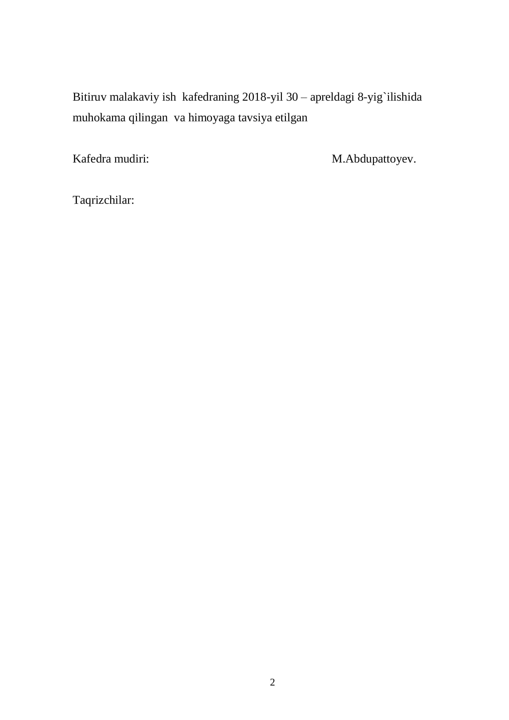 "Boshlang‗ich sinf matematika darslarining samaradorligini oshirishda didiktik o„yinlardan foydalanish” mavzusidagi BITIRUV MALAKAVIY ISHI 2
