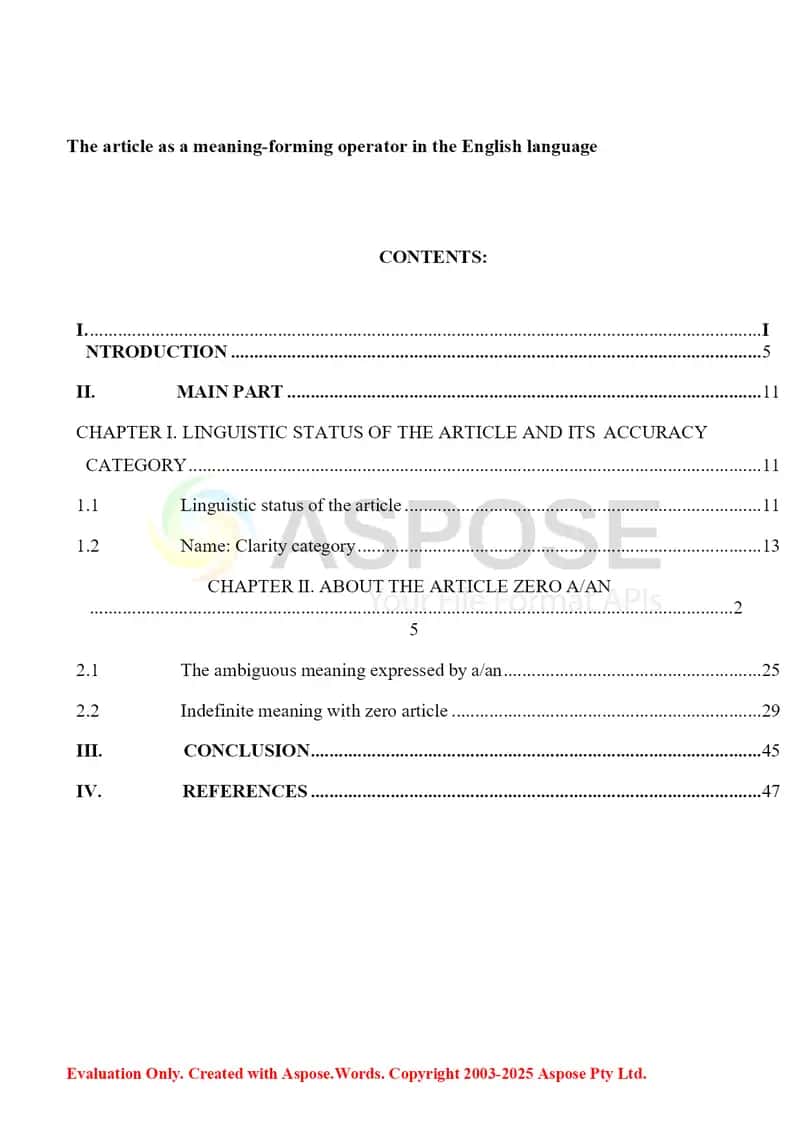 The article as a meaning-forming operator in the English language 2