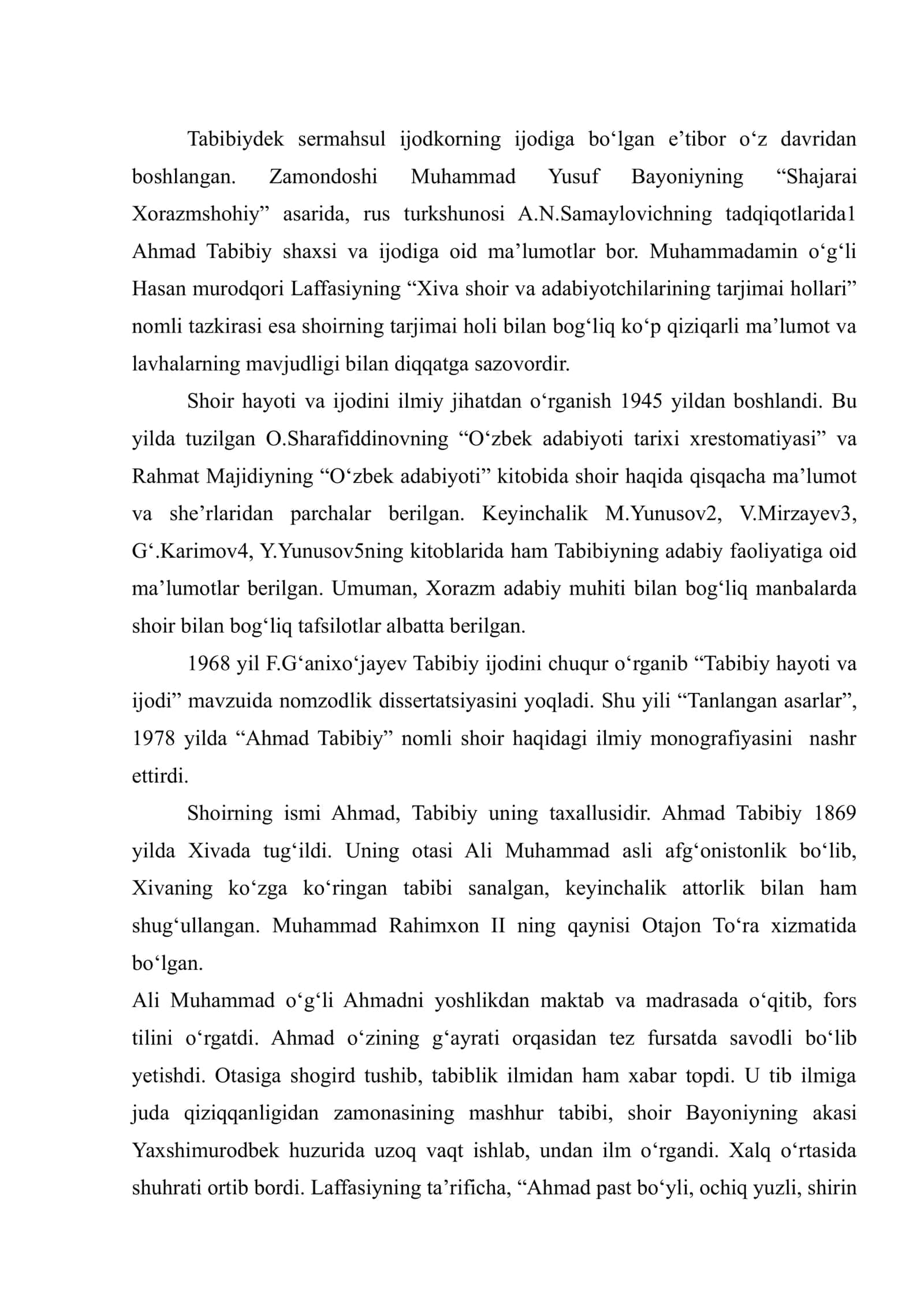 Ahmad Tabibiy hayoti va ijodi 2