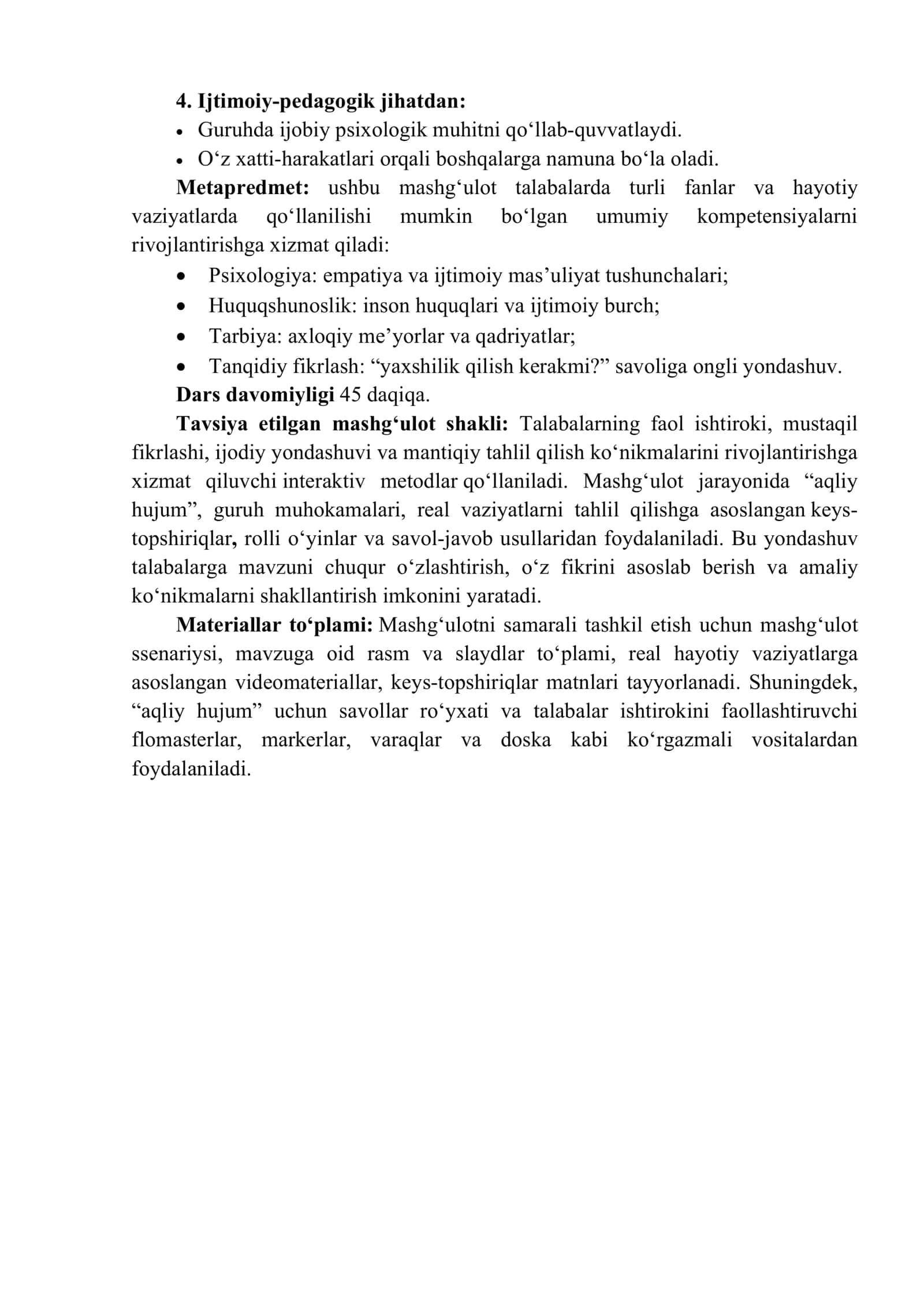 "Kelajak soati" darslarining ssenariysi 2