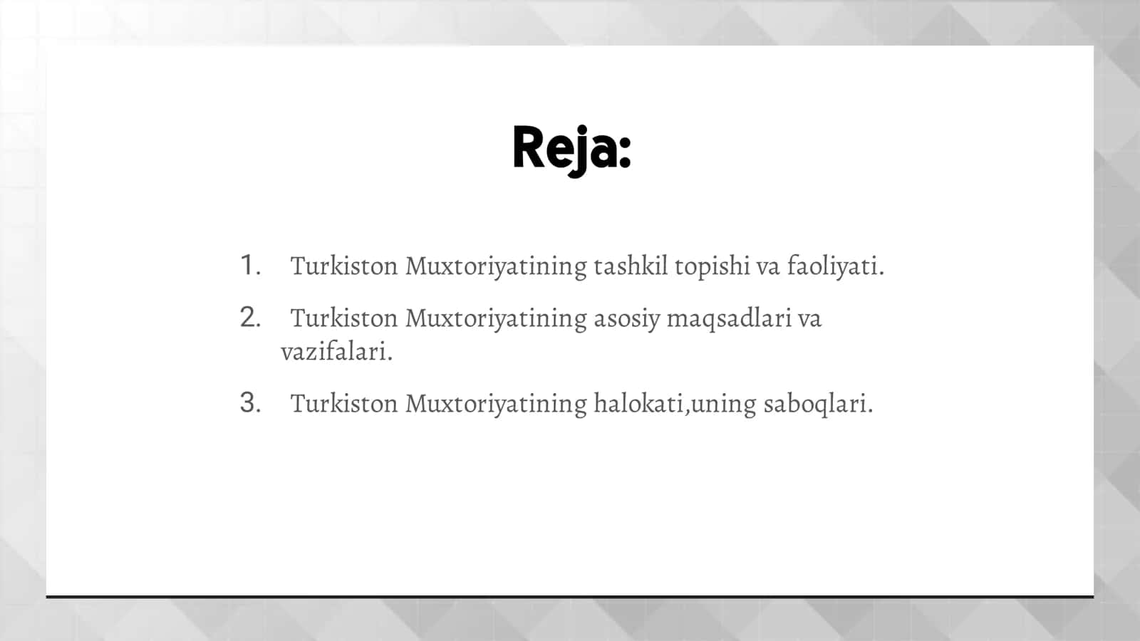 Turkiston Muxtoriyati– milliy demokratik davlatchilikning dastlabki tajribasi 2