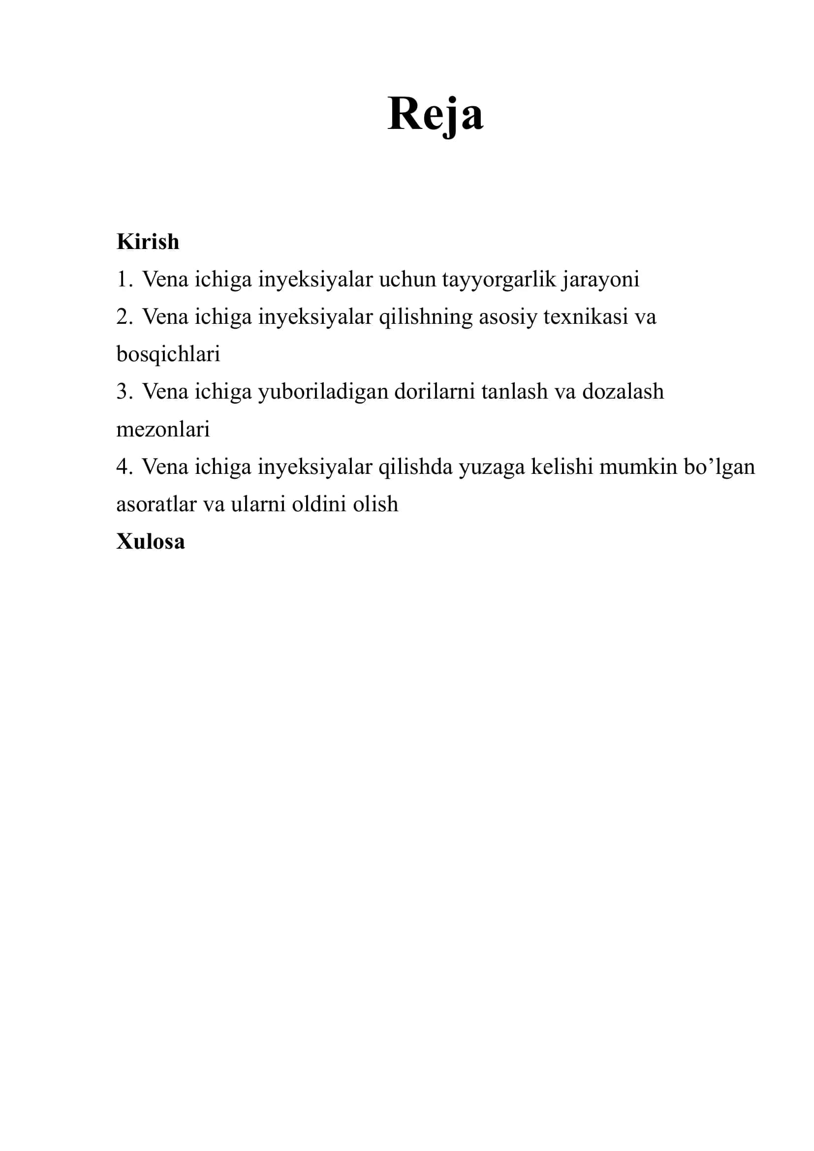 Vena ichiga inyeksiya qilish texnikasi (referat) 2