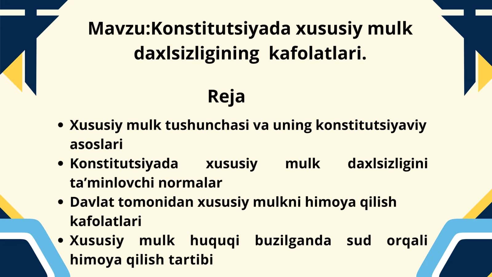 Konstitutsiyada xususiy mulk daxlsizligining kafolatlari 2