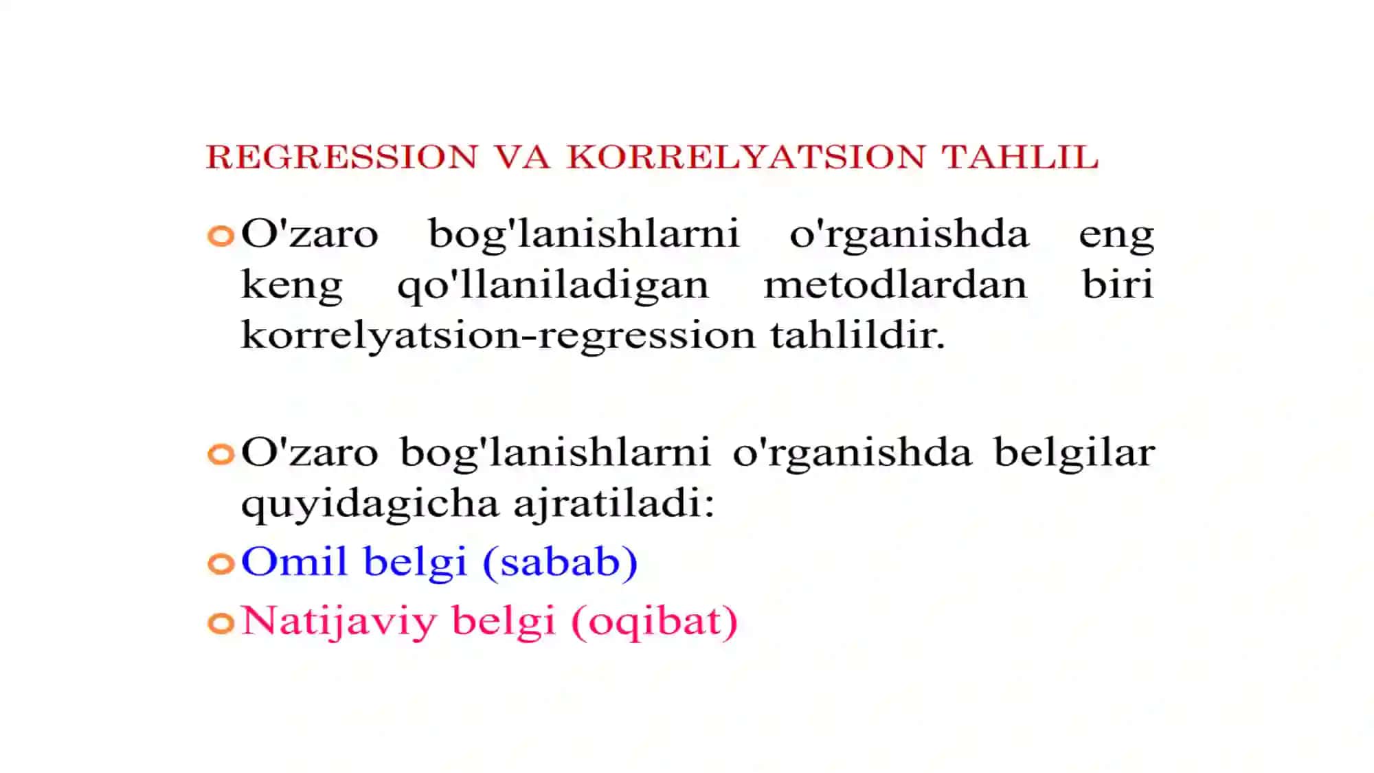 Regression va korrelyatsion tahlil 2