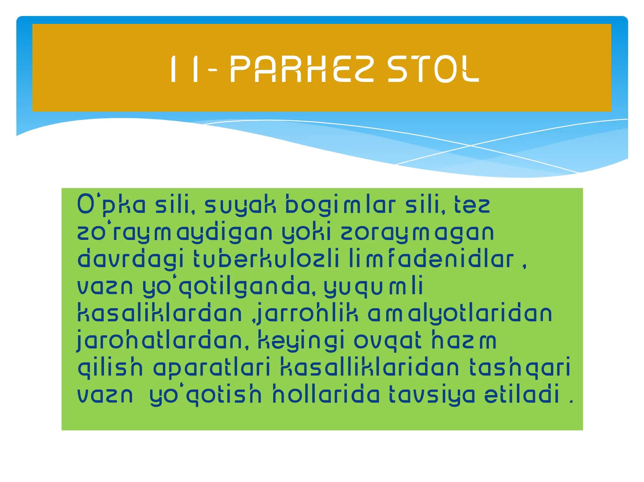 Parhez stollari. 11, 12-parhez stollari 2