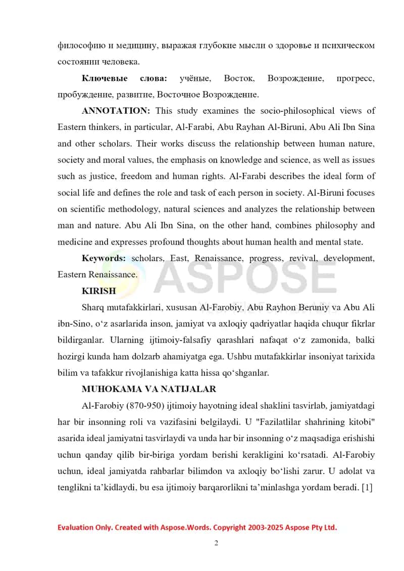SHARQ MUTAFAKKIRLARINING IJTIMOIY-FALSAFIY QARASHLARI 2