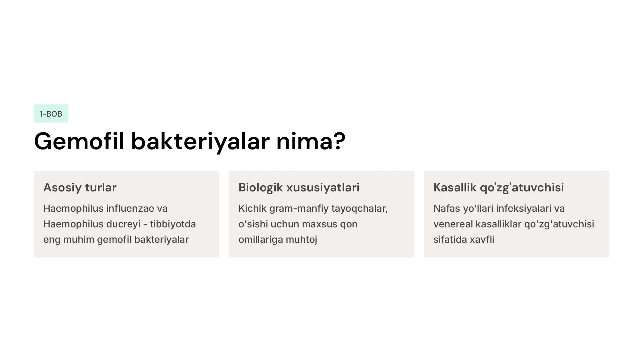 Gemofil bakteriyalarni (inflyuensa tayoqchasi, yumshoq shankr qo'zg'atuvchisi) amaliyotdagi ahamiyati, diagnostikasi. 2