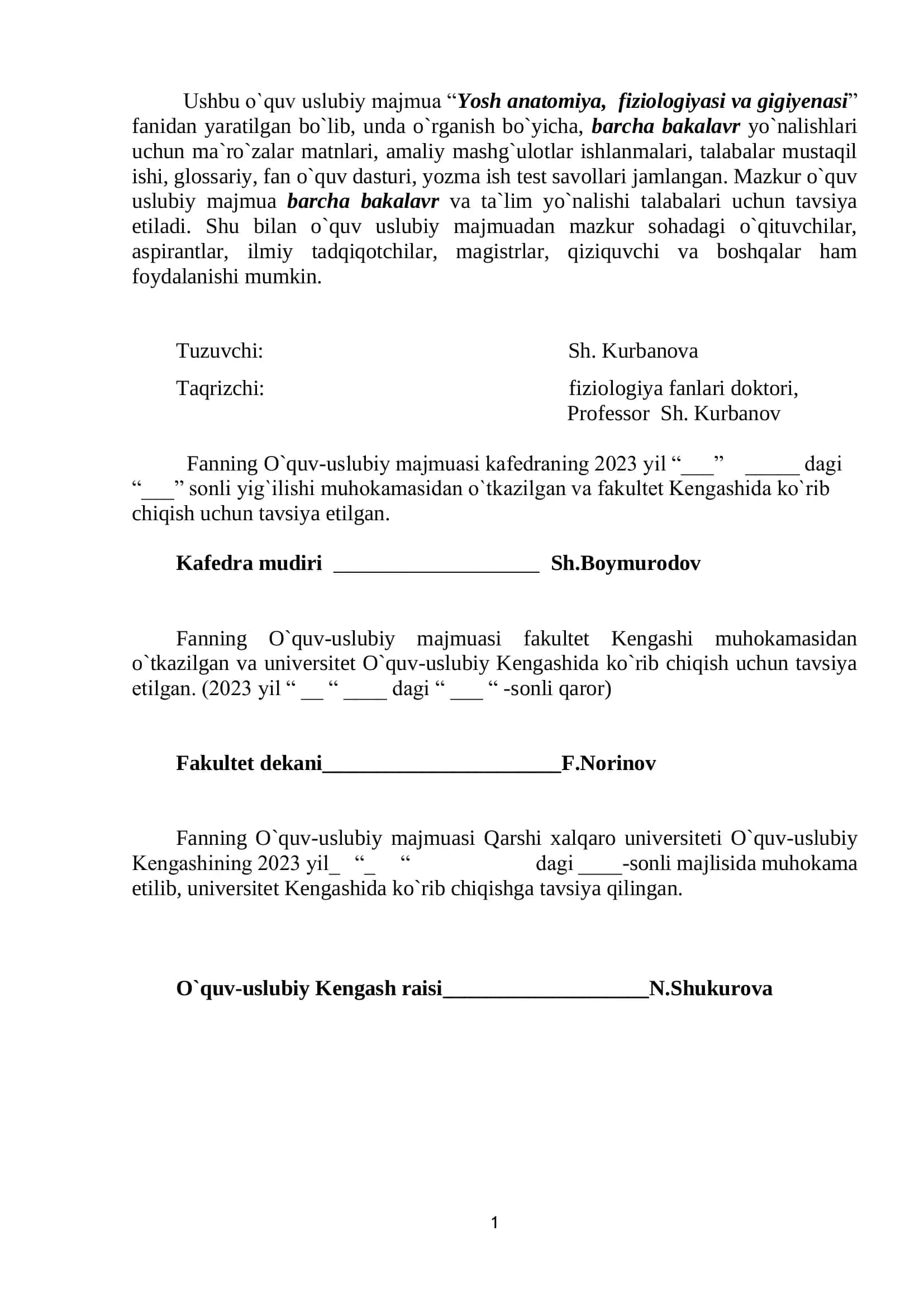 Yosh anatomiya, fiziologiyasi va gigiyenasi 2
