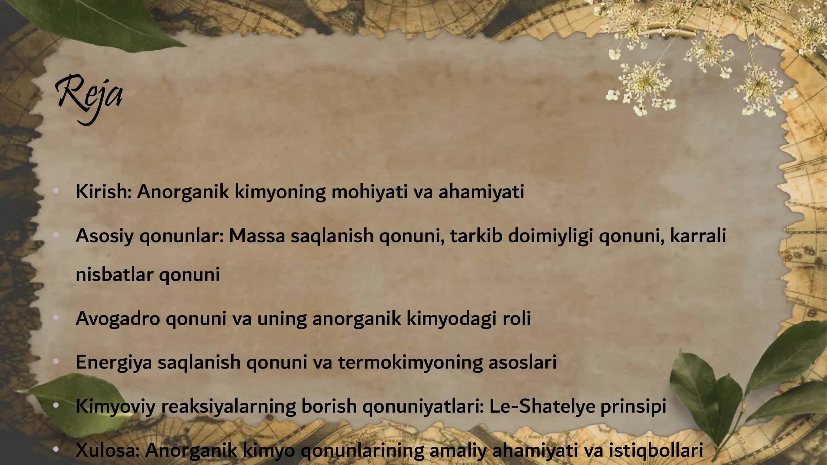 Anorganik Kimyo fanining asosiy qonunlari 2