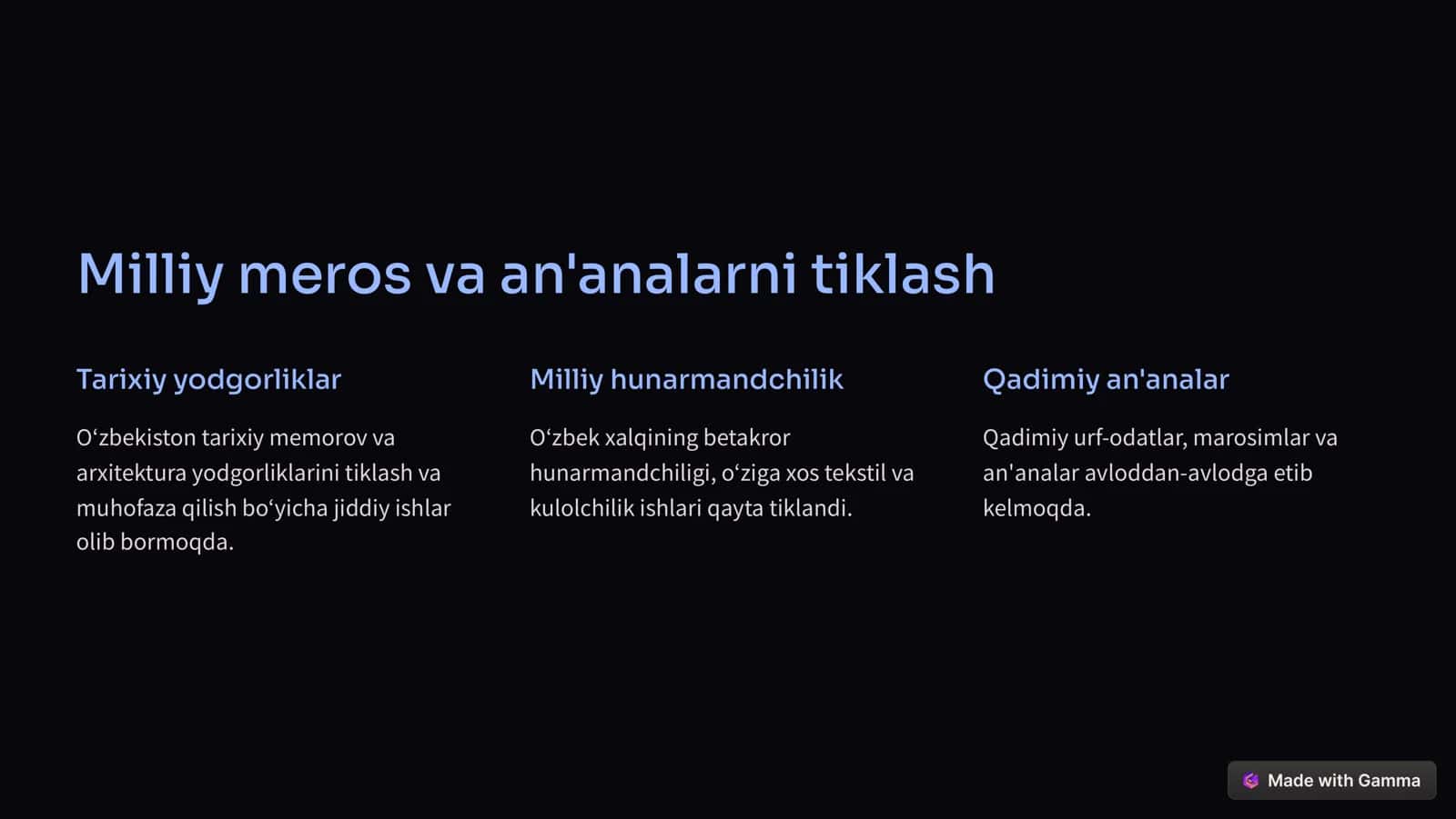 Oʻzbekistonda amalga oshirilayotgan maʼnaviy oʻzgarishlar 2