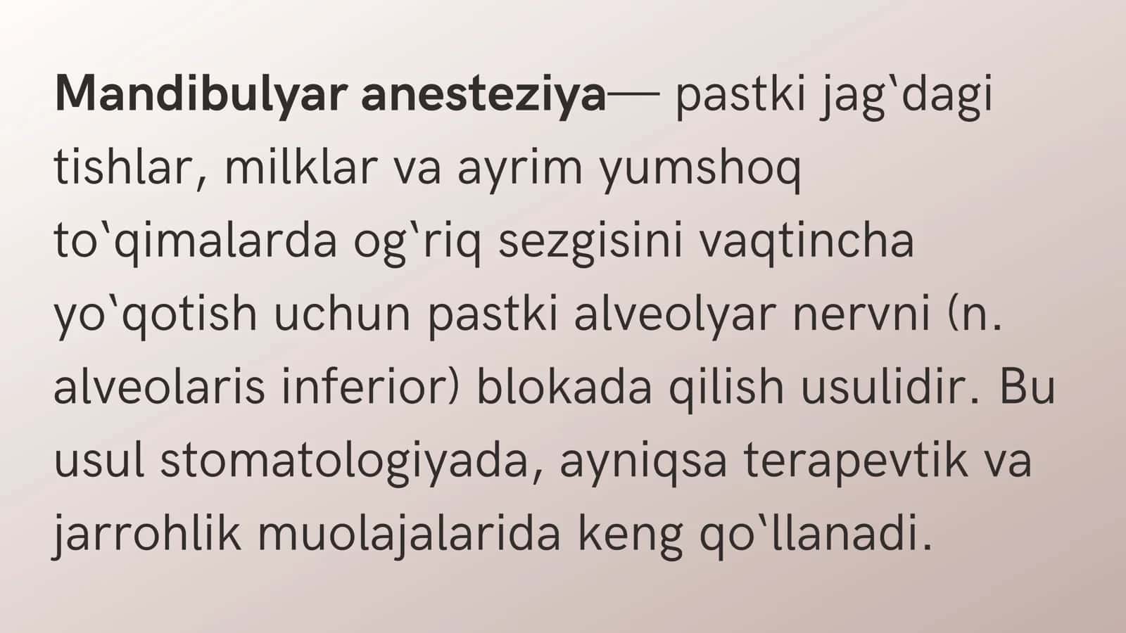 Mandibulyar og’riqsizlantirish 2