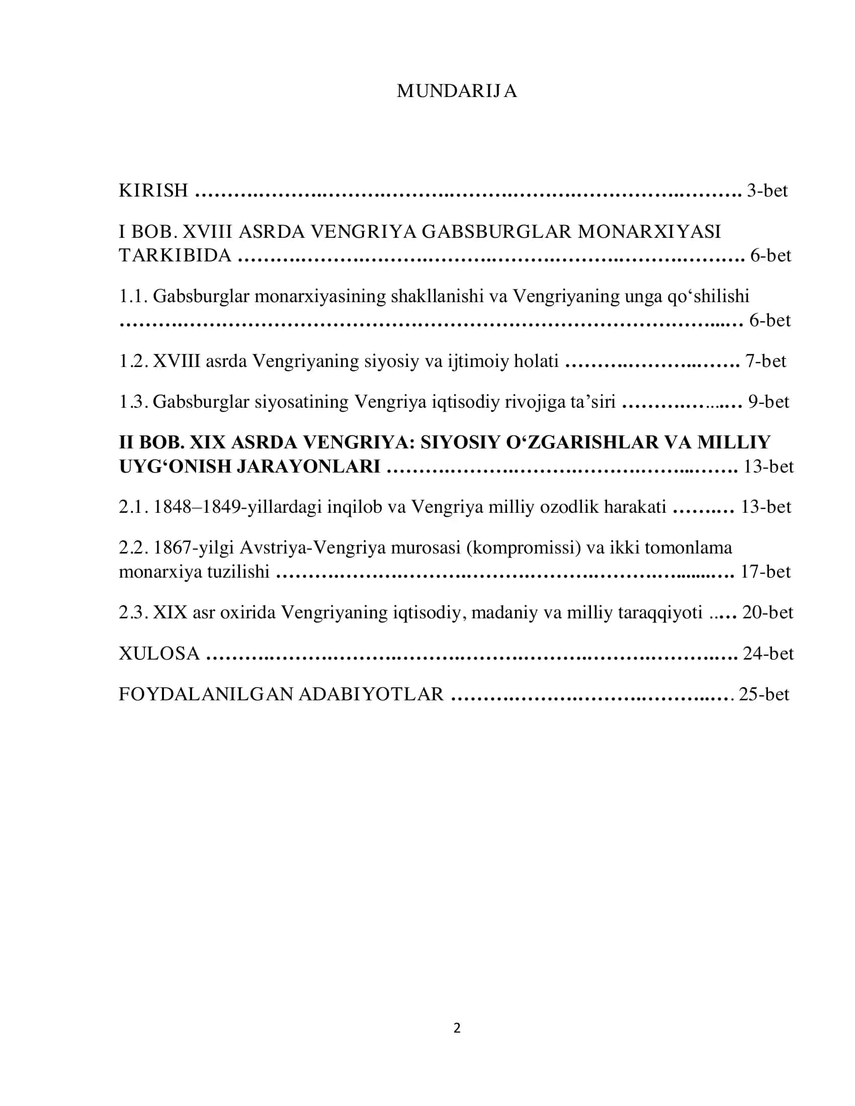 VENGRIYA GABSBURGLAR MONARXIYASI TARKIBIDA (XVIII–XIX ASRLAR) 2