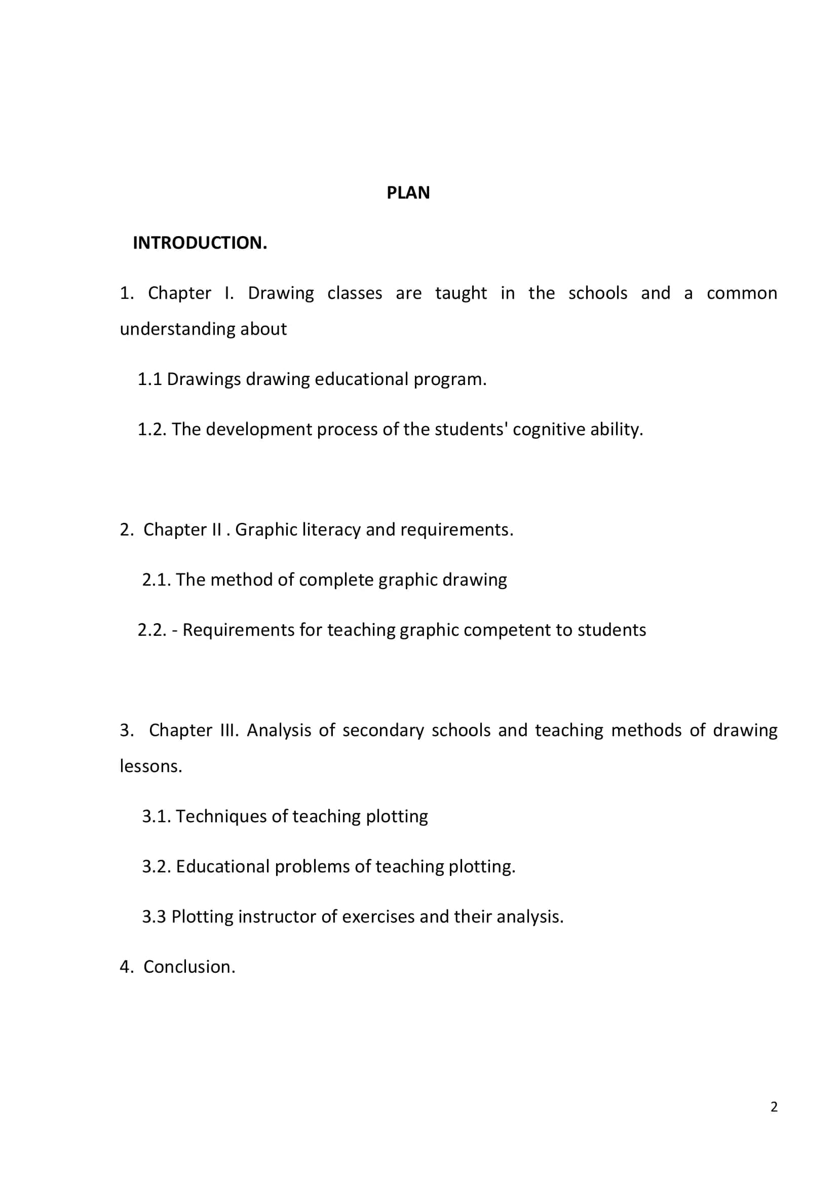 QUALIFICATION PAPER "The analysis of the issues and drawing classes are taught in secondary schools" 2