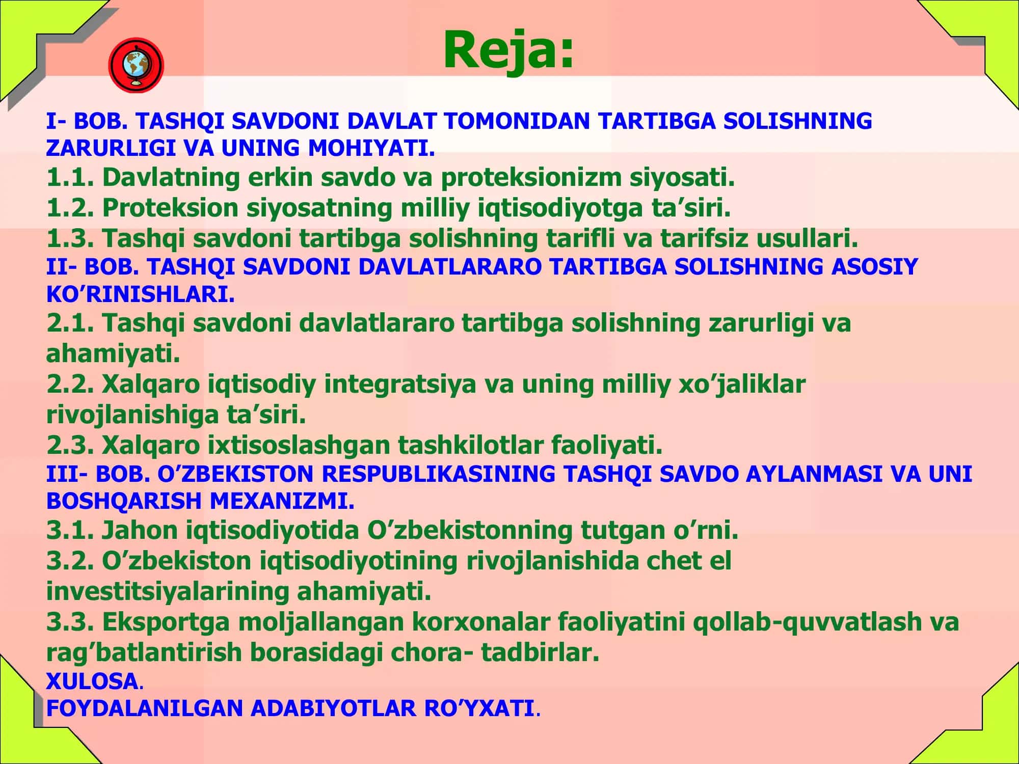 Tashqi savdoni tartibga solish 2