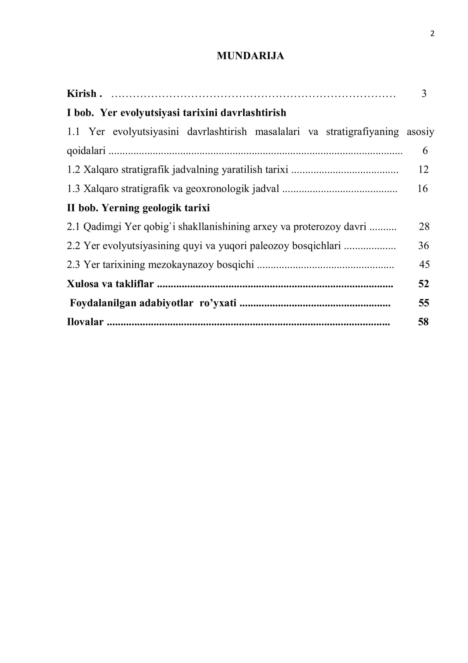 Yerning geologik evolyutsiyasi. 2