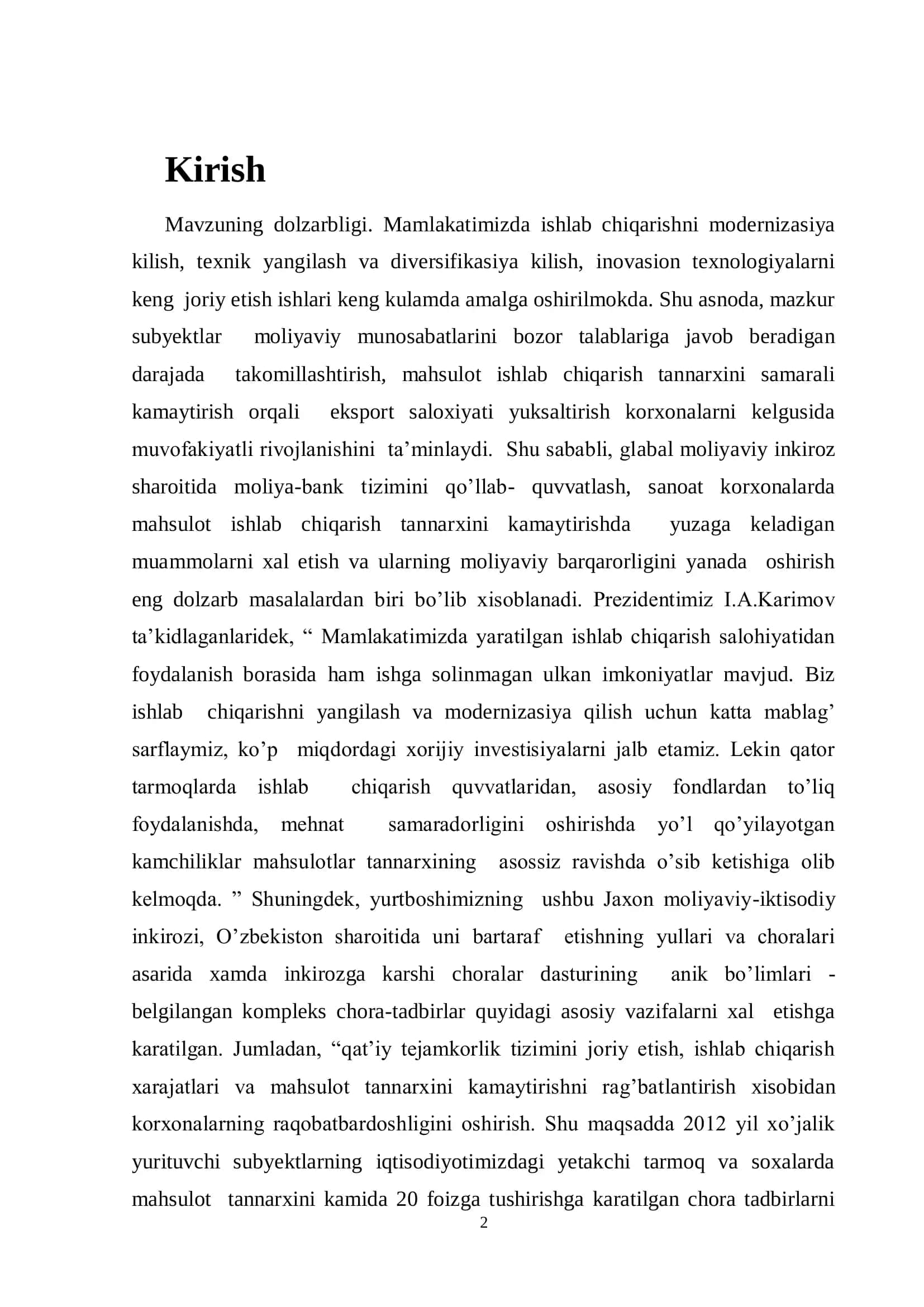 Sanoat korxonalarda mahsulot ishlab chiqarish XARAJATLARINI 2