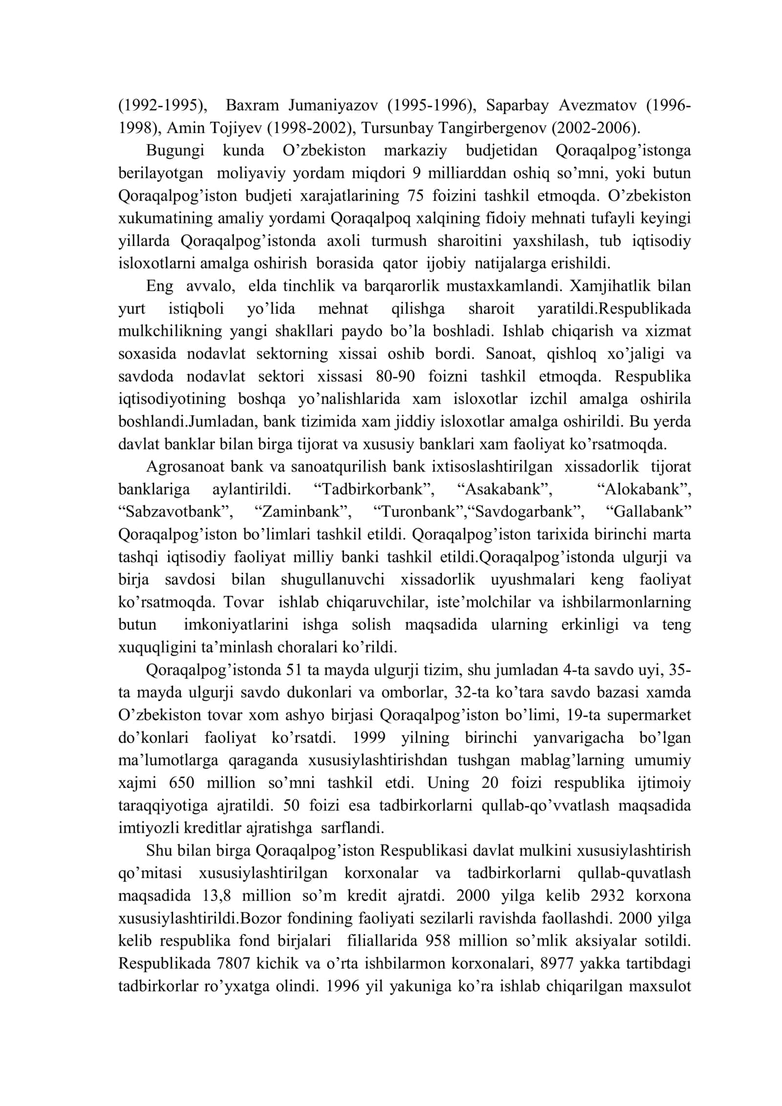 Mustaqillik yillarida Qoraqalpogʼiston Respublikasi 2