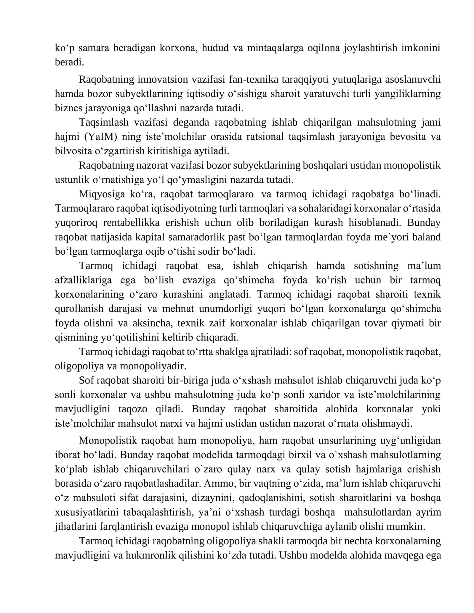 Raqobatning mohiyati, shakllari va raqobatlashish usullari 2