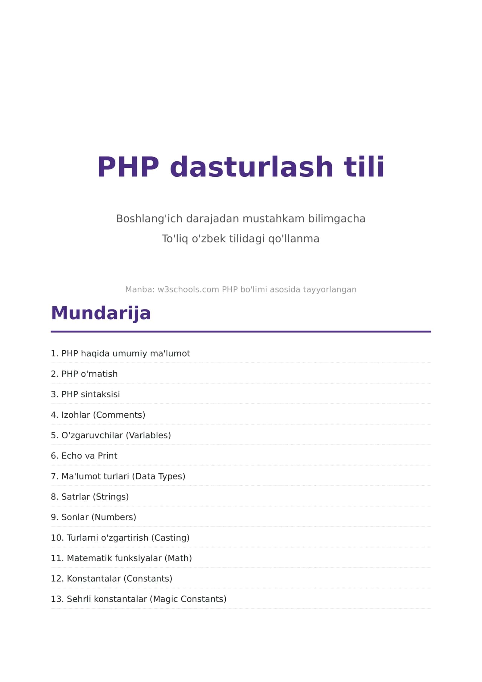 PHP dasturlash tili 2