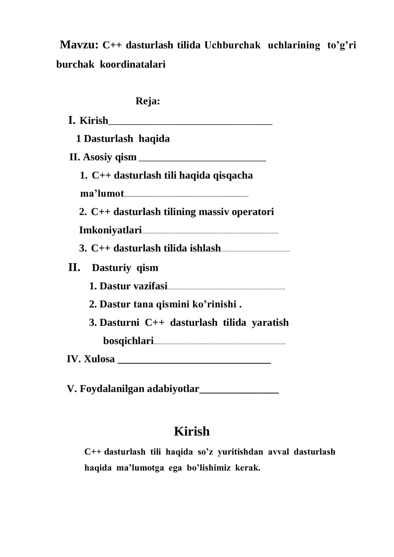 C++ da dasturlash tilida Uchburchak uchlarining to’g’ri burchak koordinatalari 2