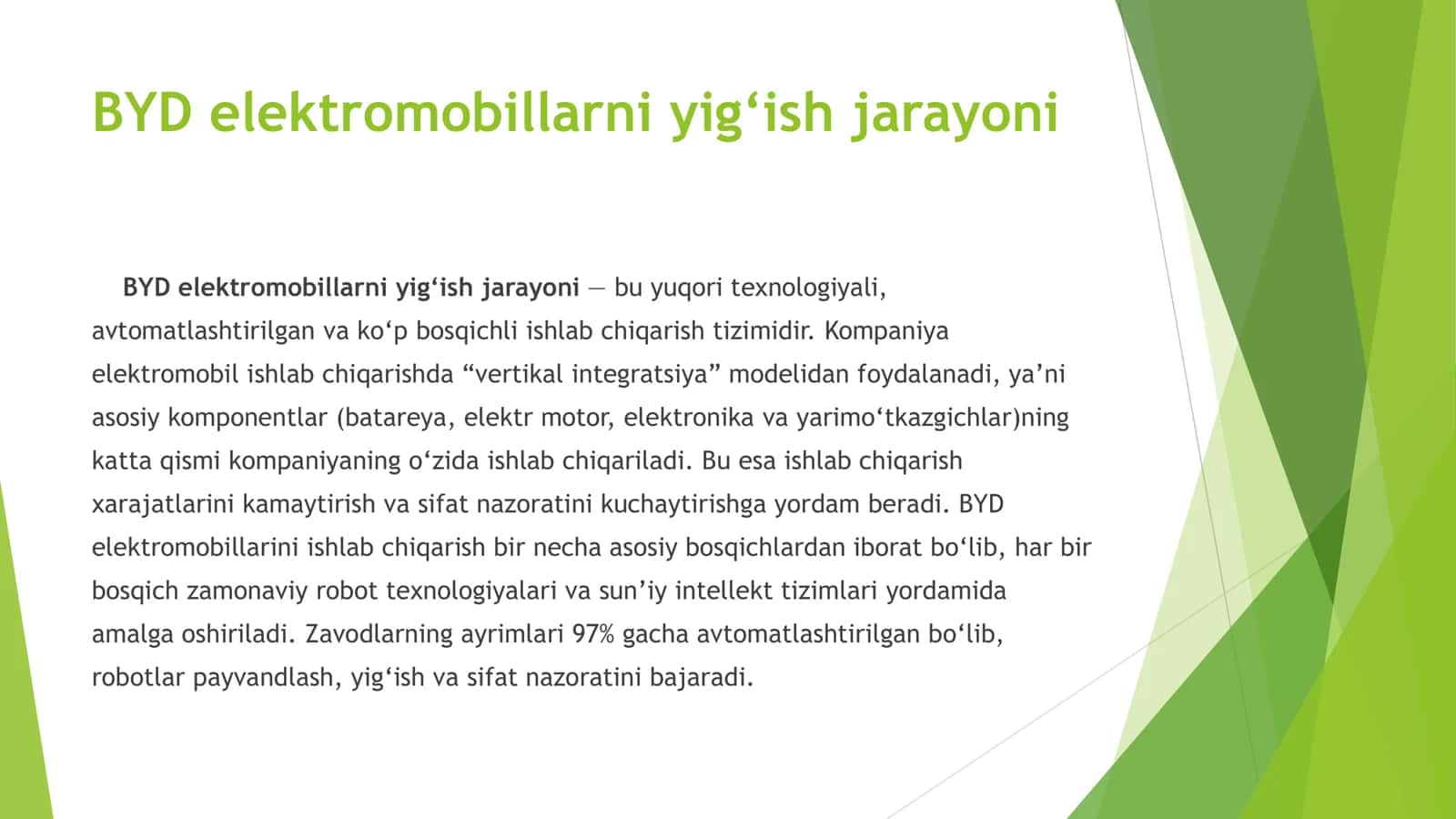 BYD elektromobil yig'ish jarayoni 2