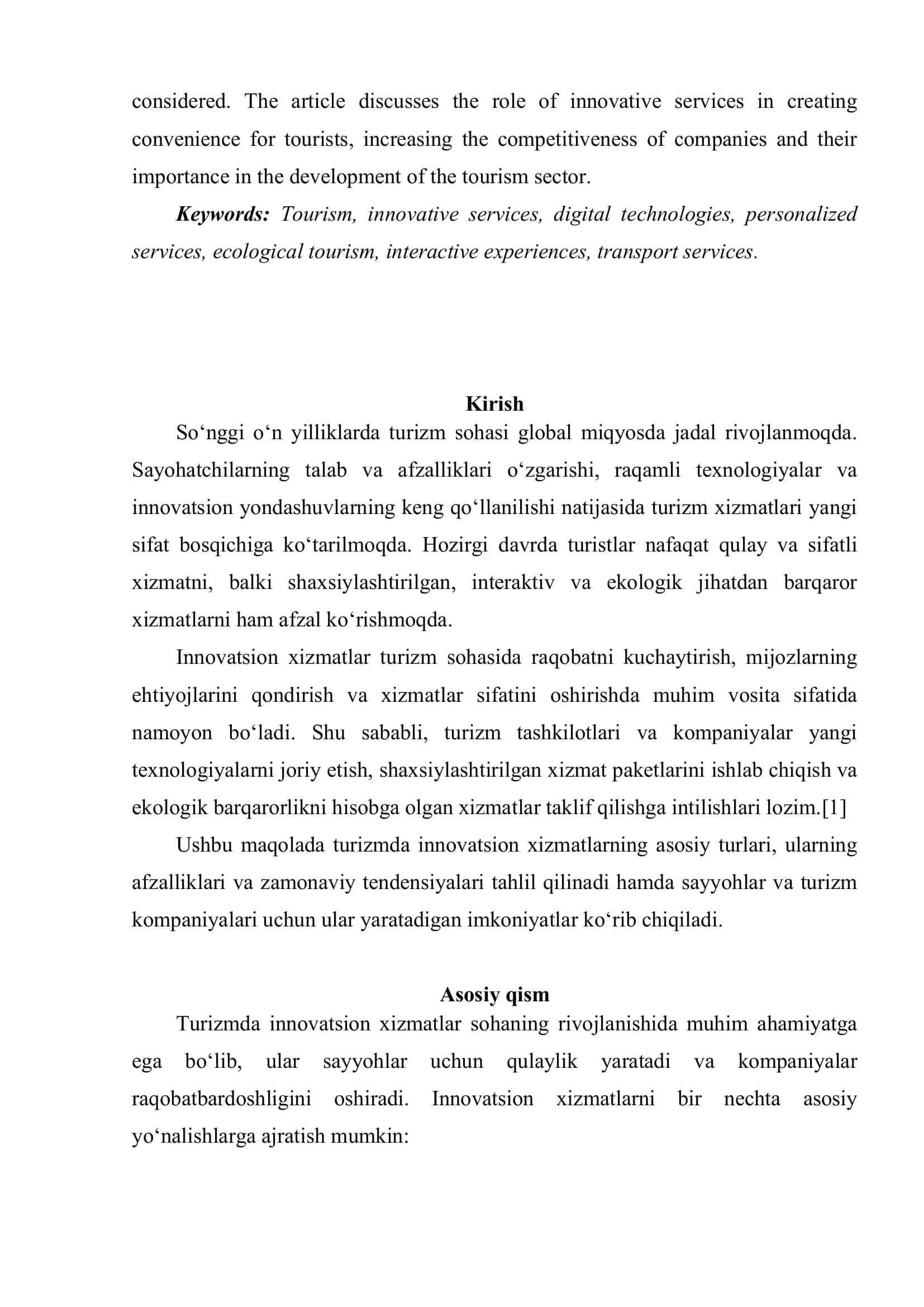 TURIZMDA INNOVATSION XIZMAT TURLARI 2