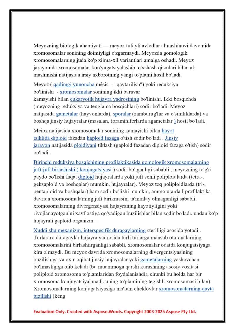 Meyozning biologik axamiyati 2