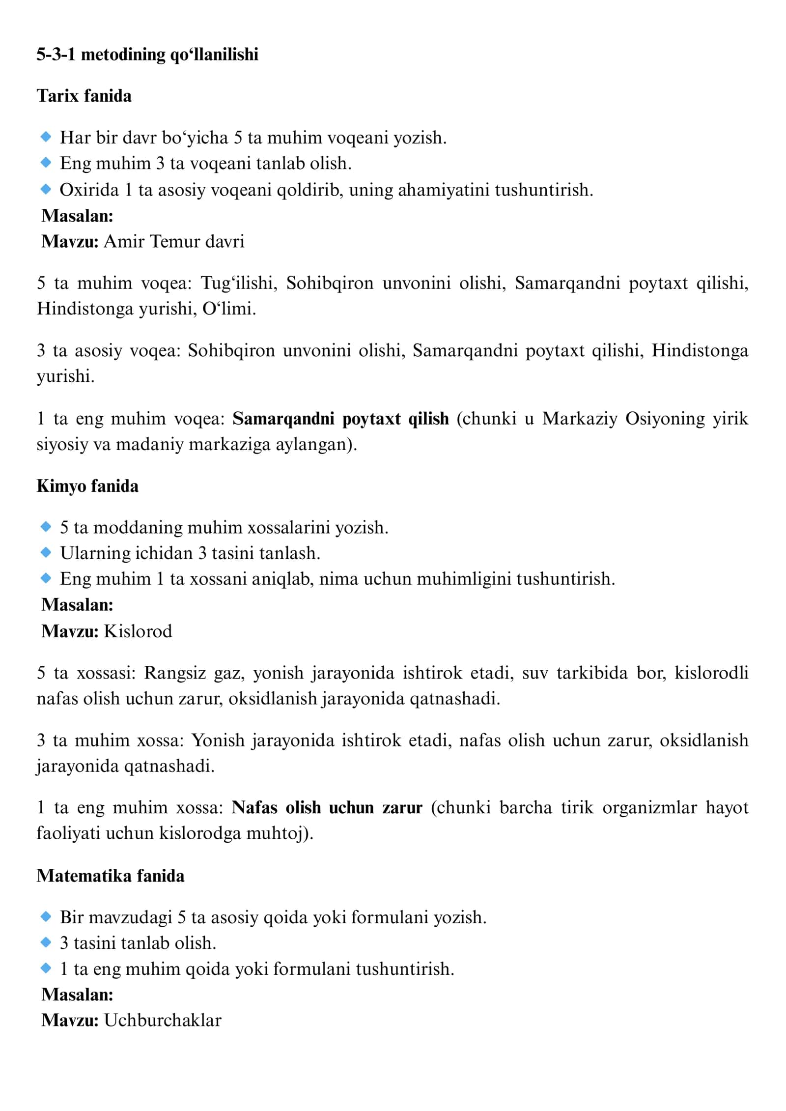 5-3-1 Metodi – Asosiy G‘oyalarni Filtrlash 2