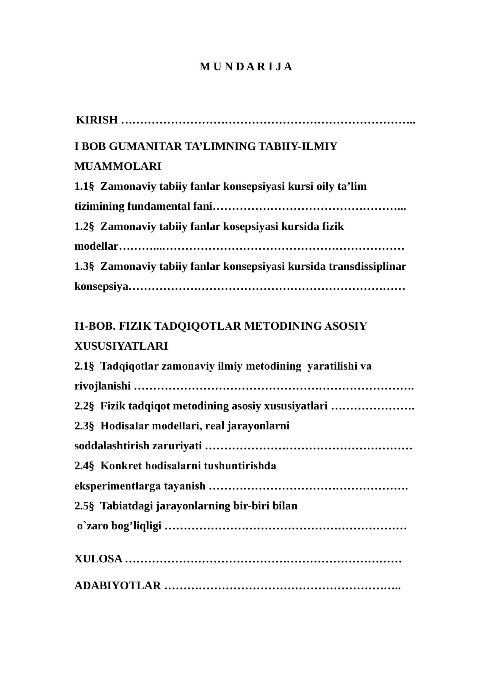 Zamonaviy tabiiy fanlar konsepsiyasi kursi 2