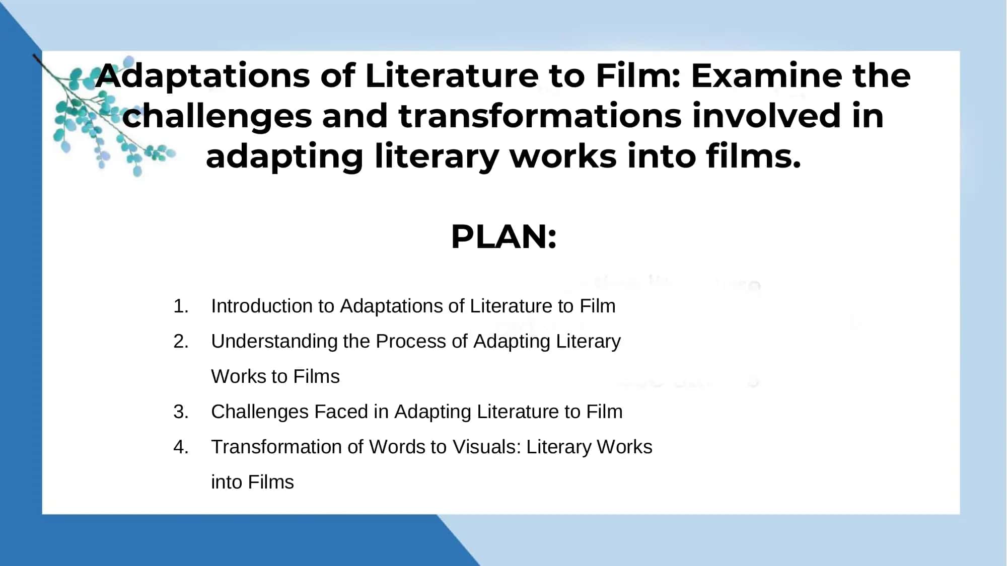 Adaptations of Literature to Film 2