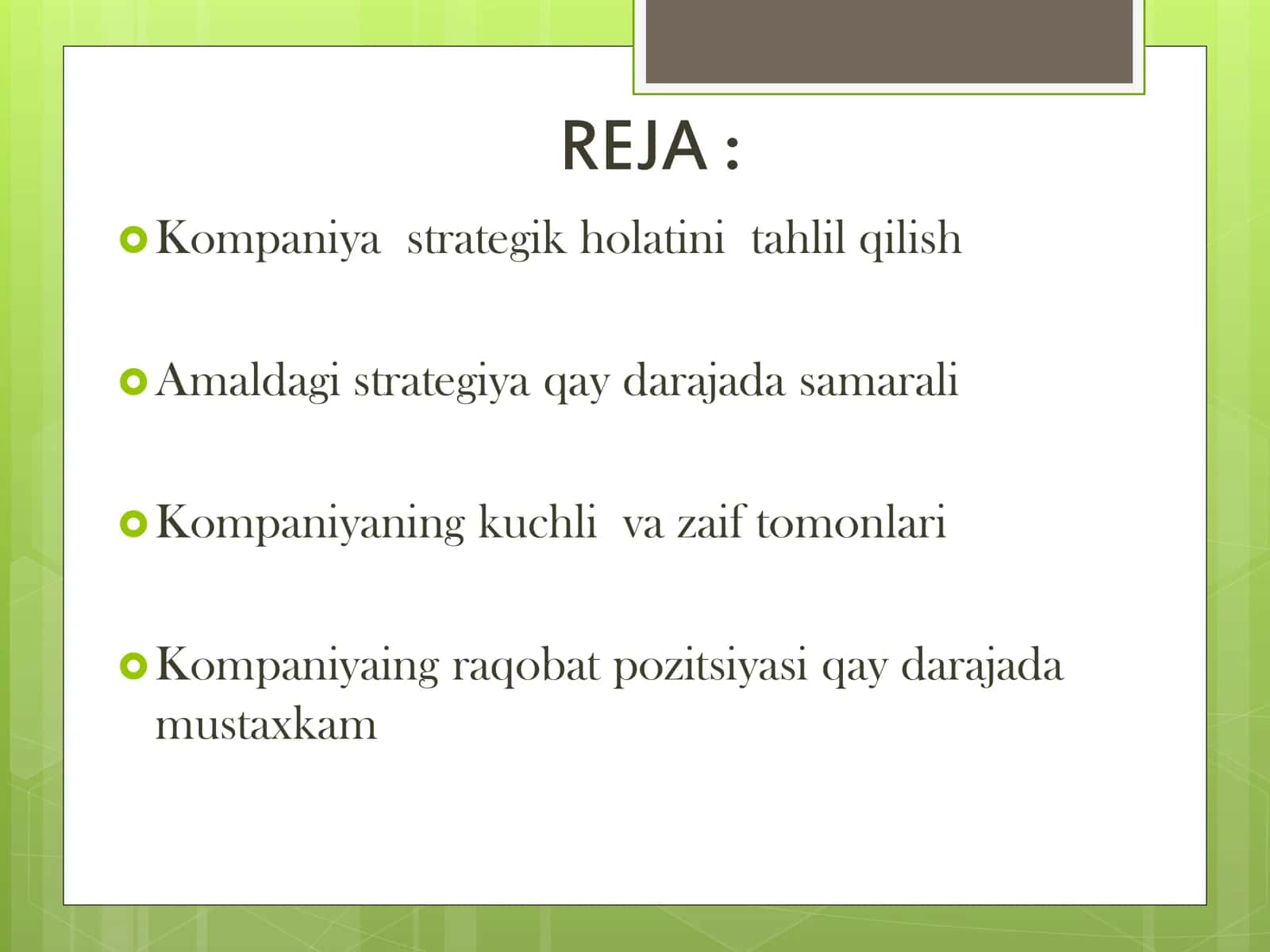 KOMPANIYA AHVOLI TAHLILI 2