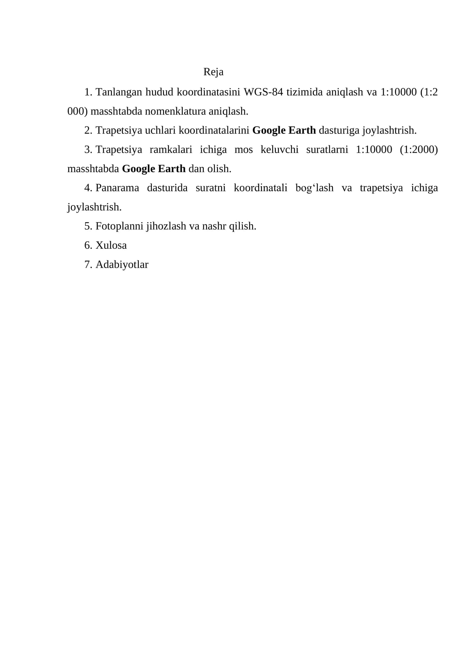 Nomenklatura asosida fotoplanni montaj qilish 2