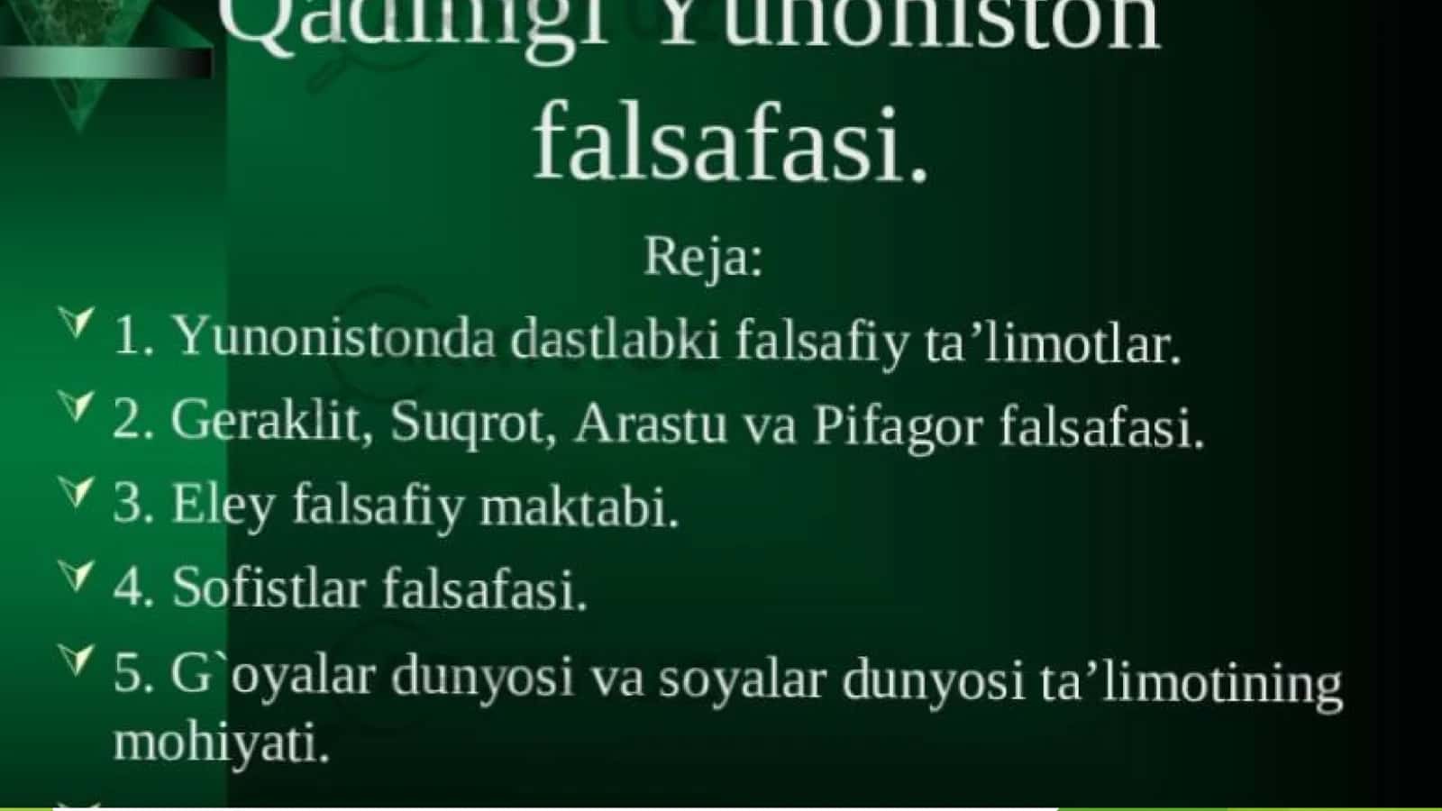 Qadimgi yunoniston falsafasi 2