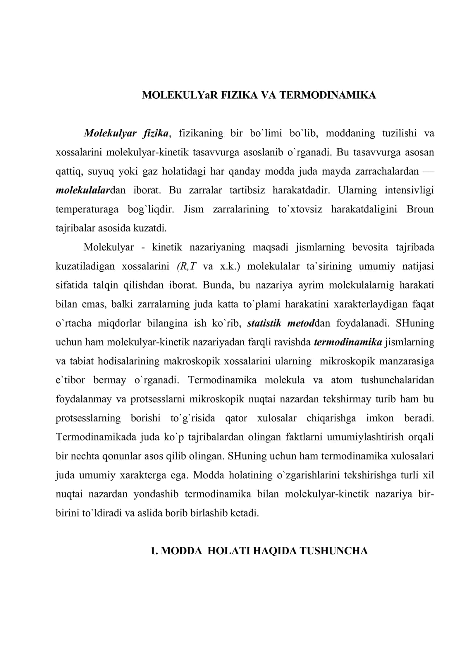 Molekulyar fizika va termodinamika 2