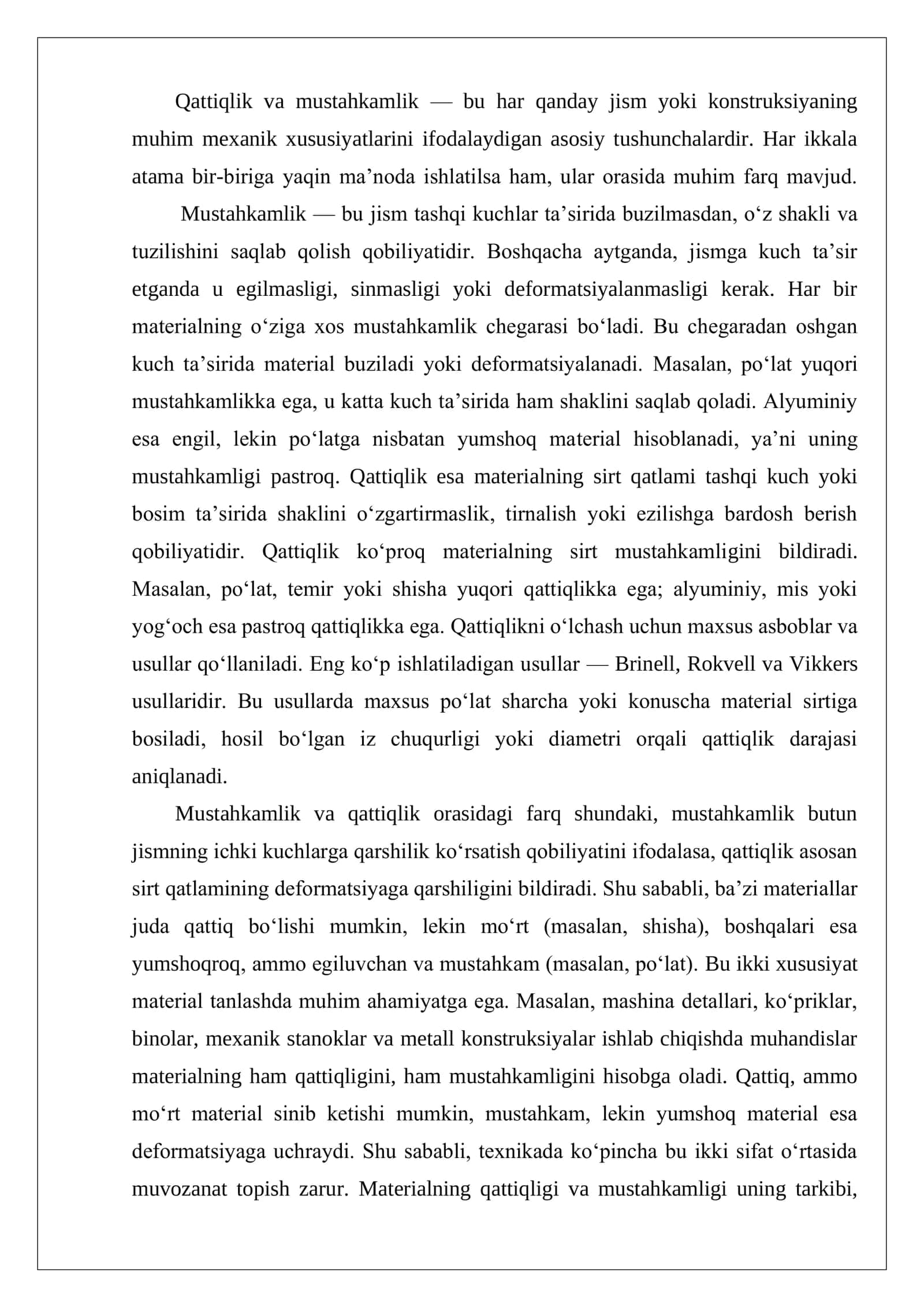 Qattiqlik jismlarda mustahkamlik sharti 2