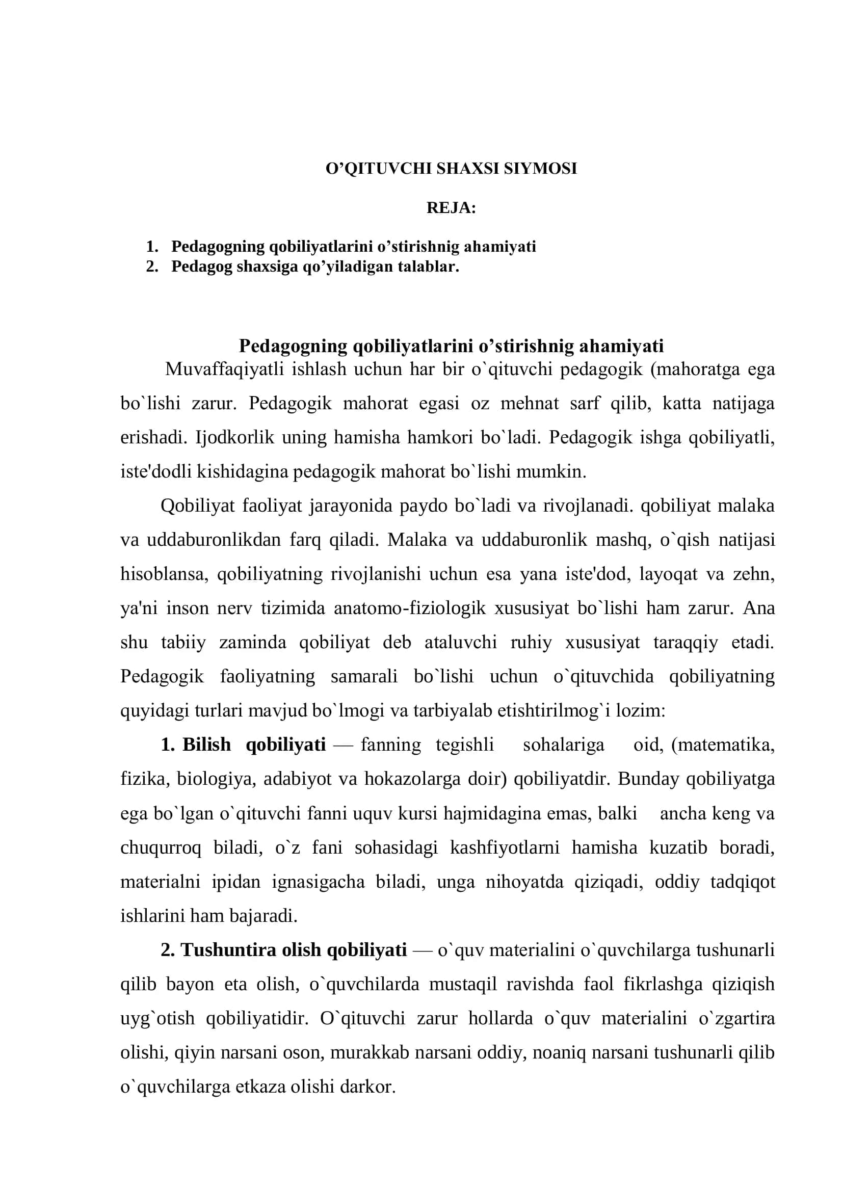 O’QITUVCHI SHAXSI SIYMOSI 2