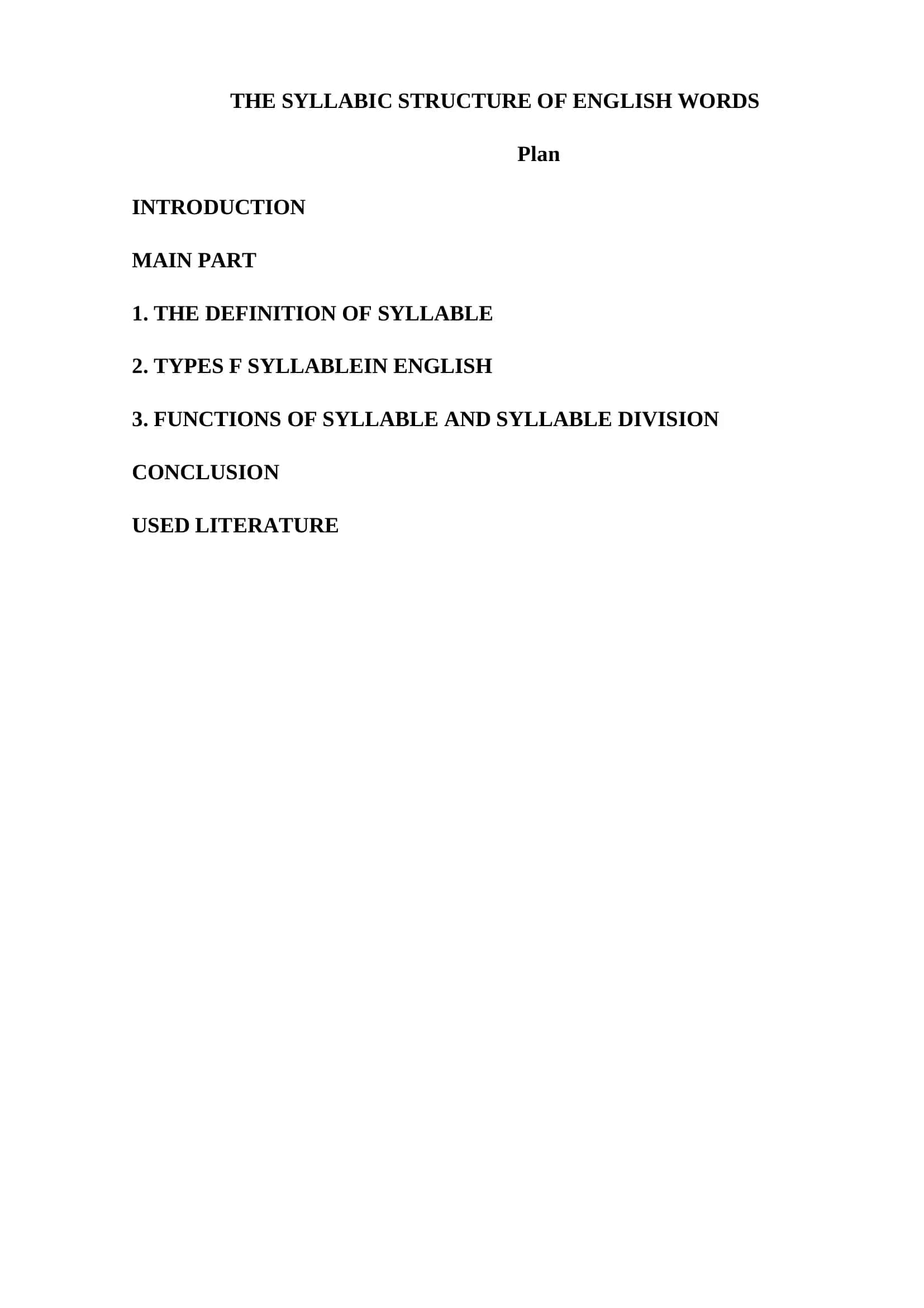 Course Paper on the Syllabic Structure of English Words 2