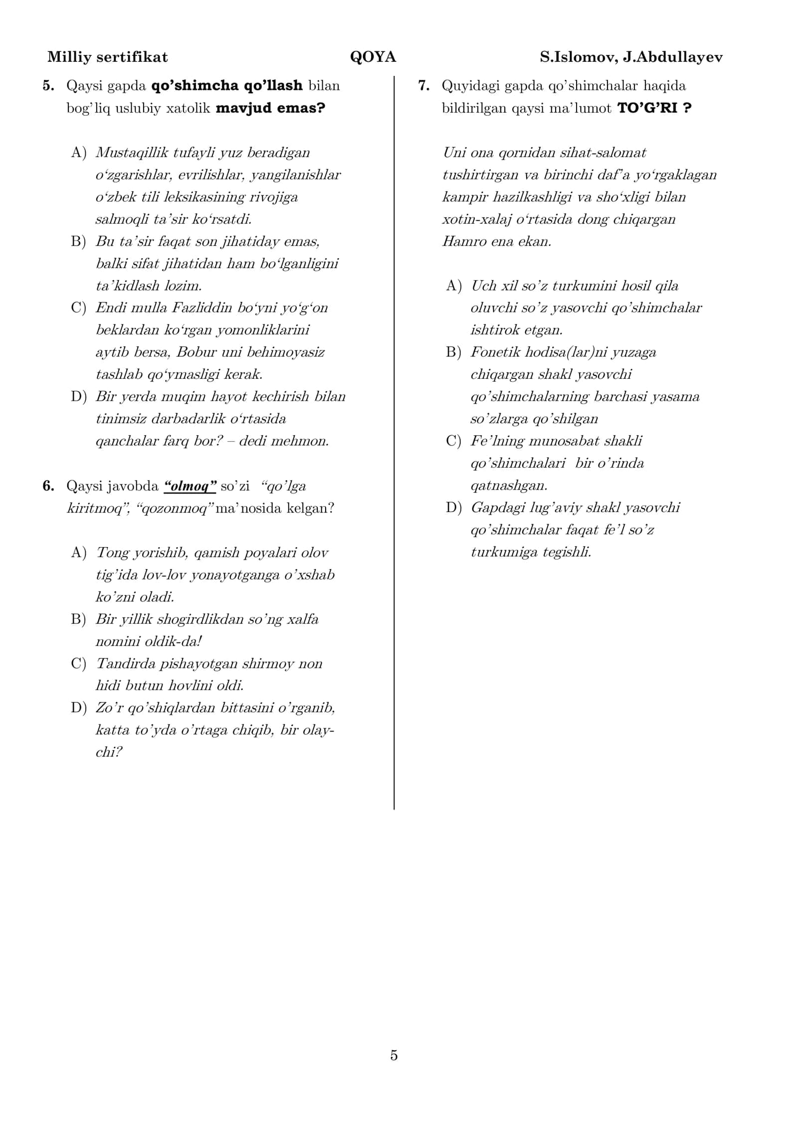QOYA S.Islomov, J.Abdullayev 2