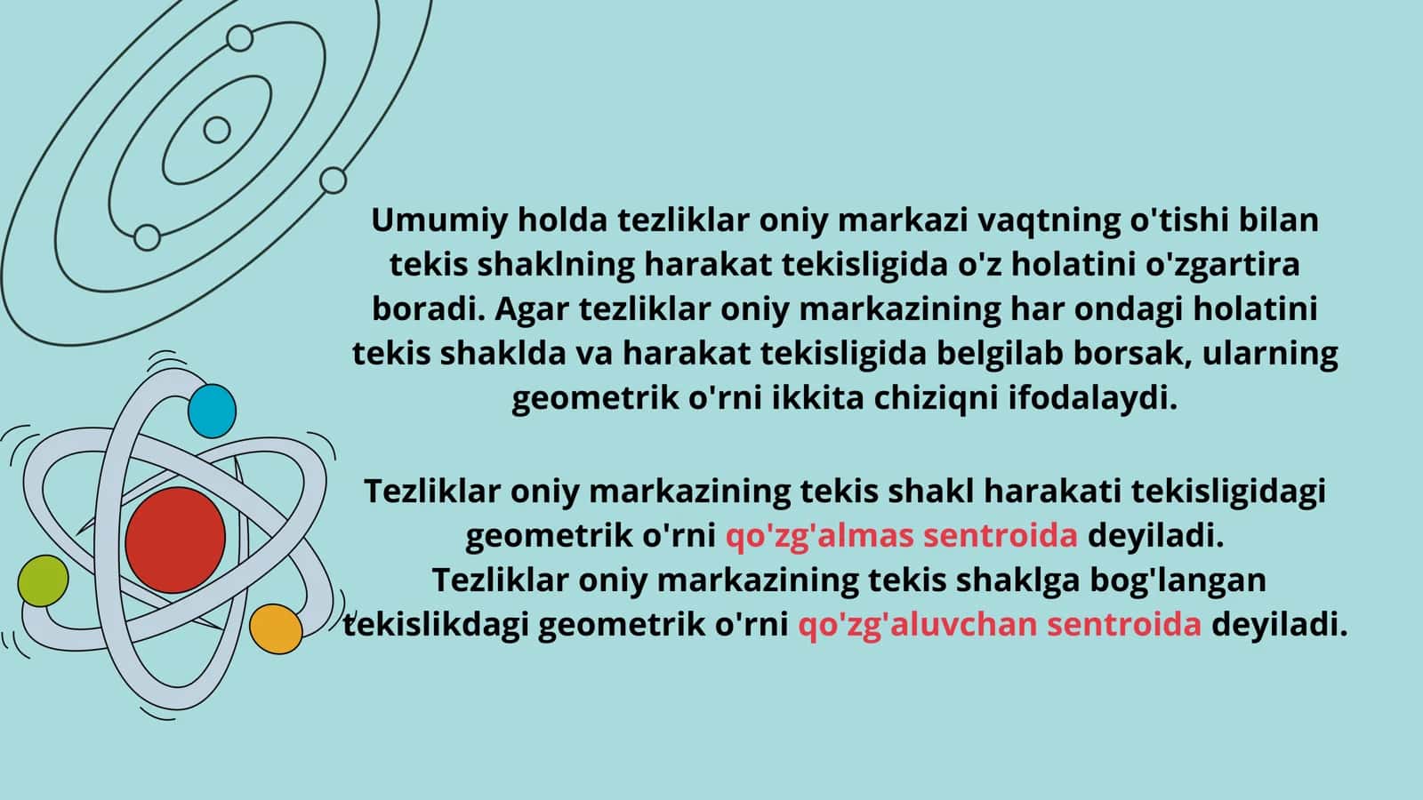 Sentroidalar. va ularning geometrik talqini 2