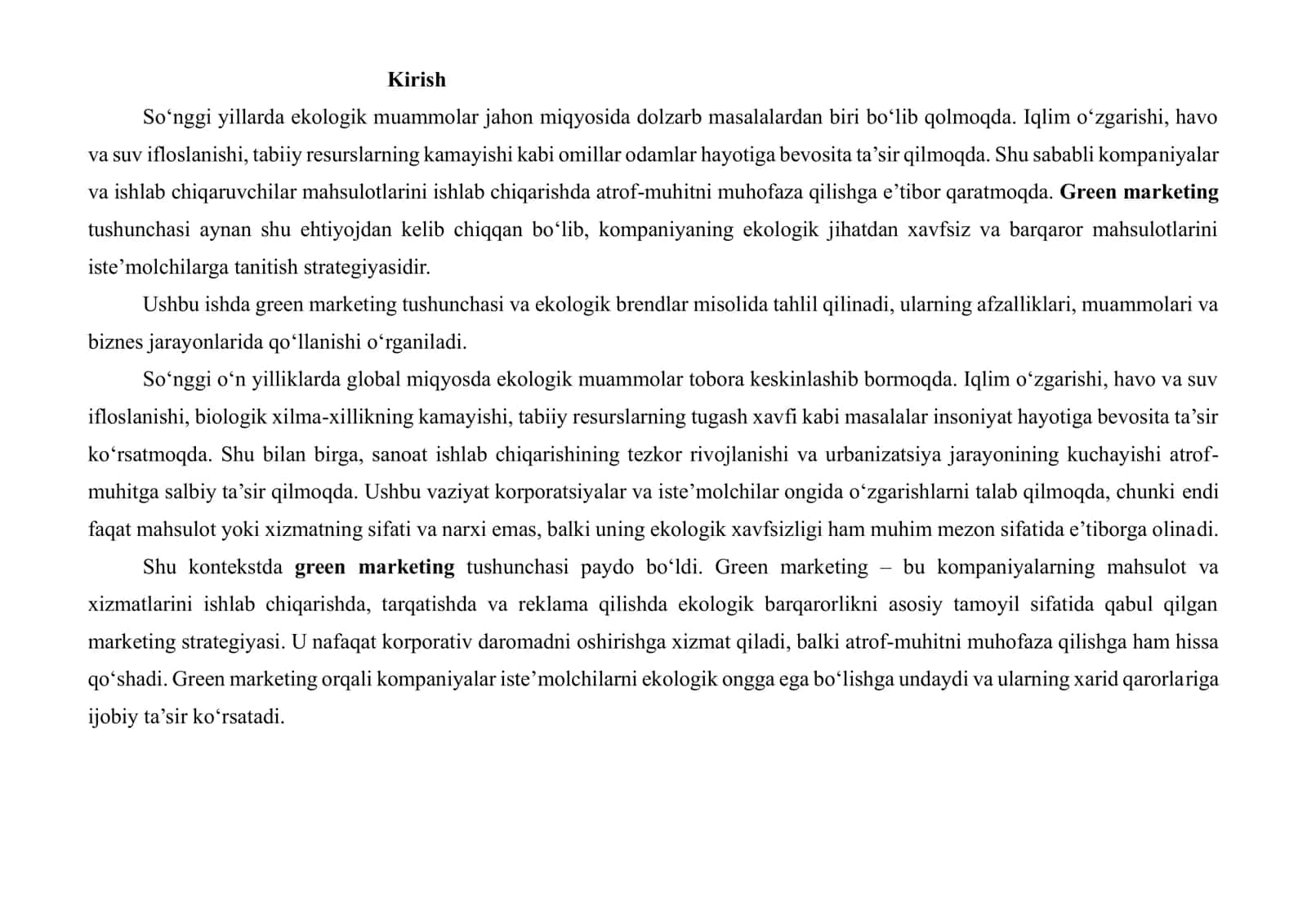GREEN MARKETING VA EKOLOGIK BRENDLAR 2